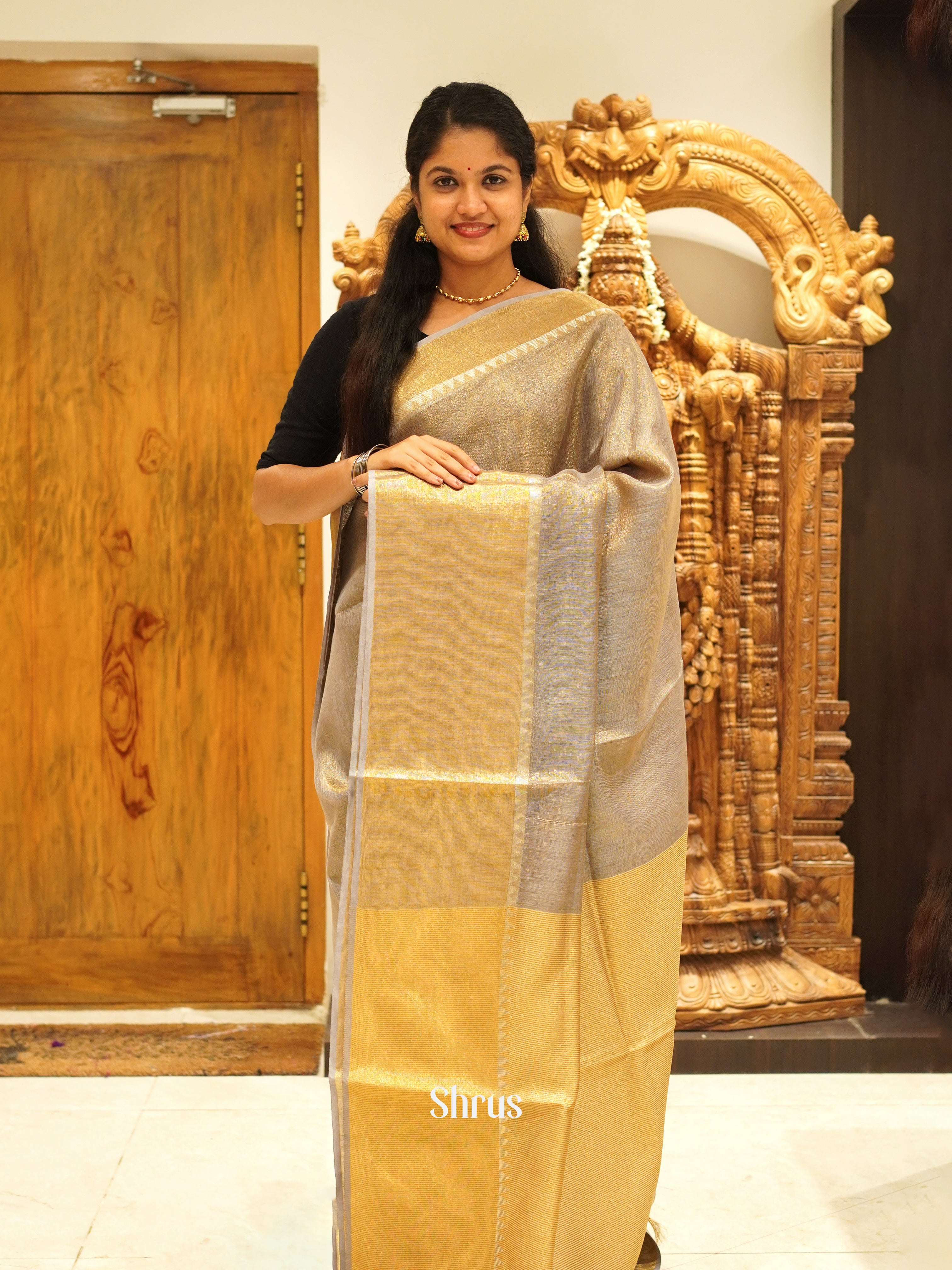 Grey(Single Tone) - Linen Saree - Shop on ShrusEternity.com