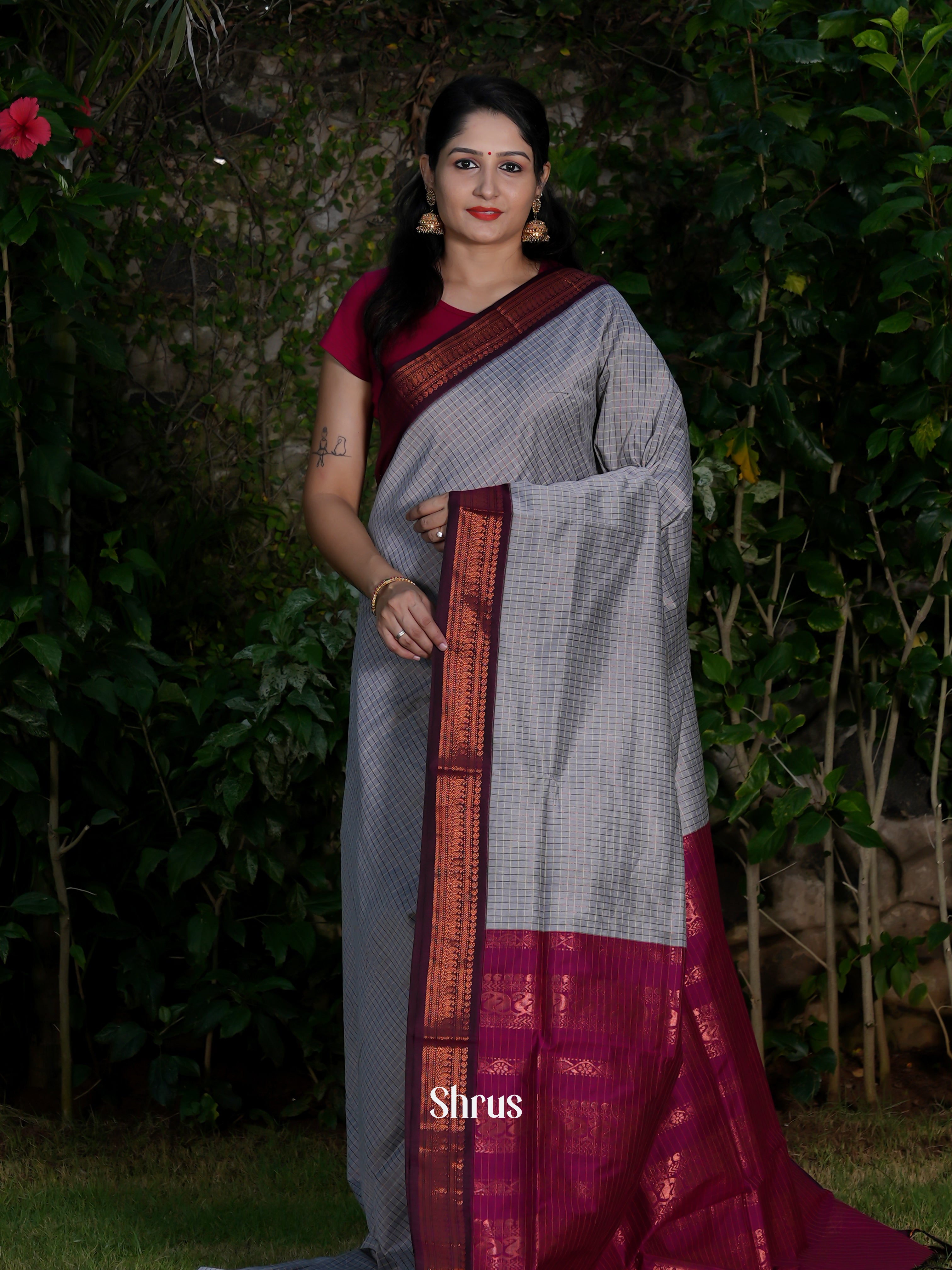 Mild Lavender & Purple - Kalyani Cotton Saree - Shop on ShrusEternity.com