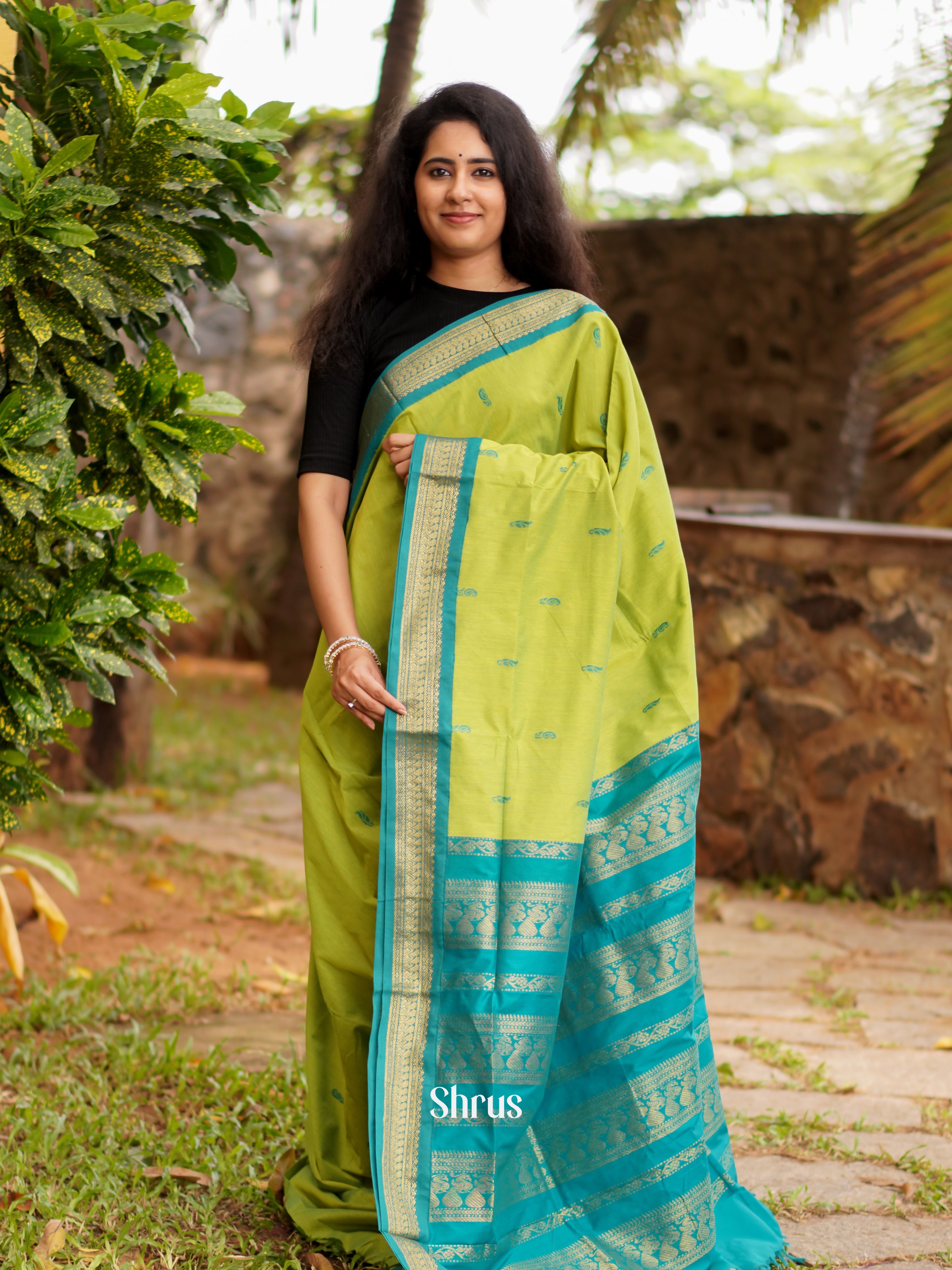 Green & Blue - Kalyani Cotton Saree - Shop on ShrusEternity.com