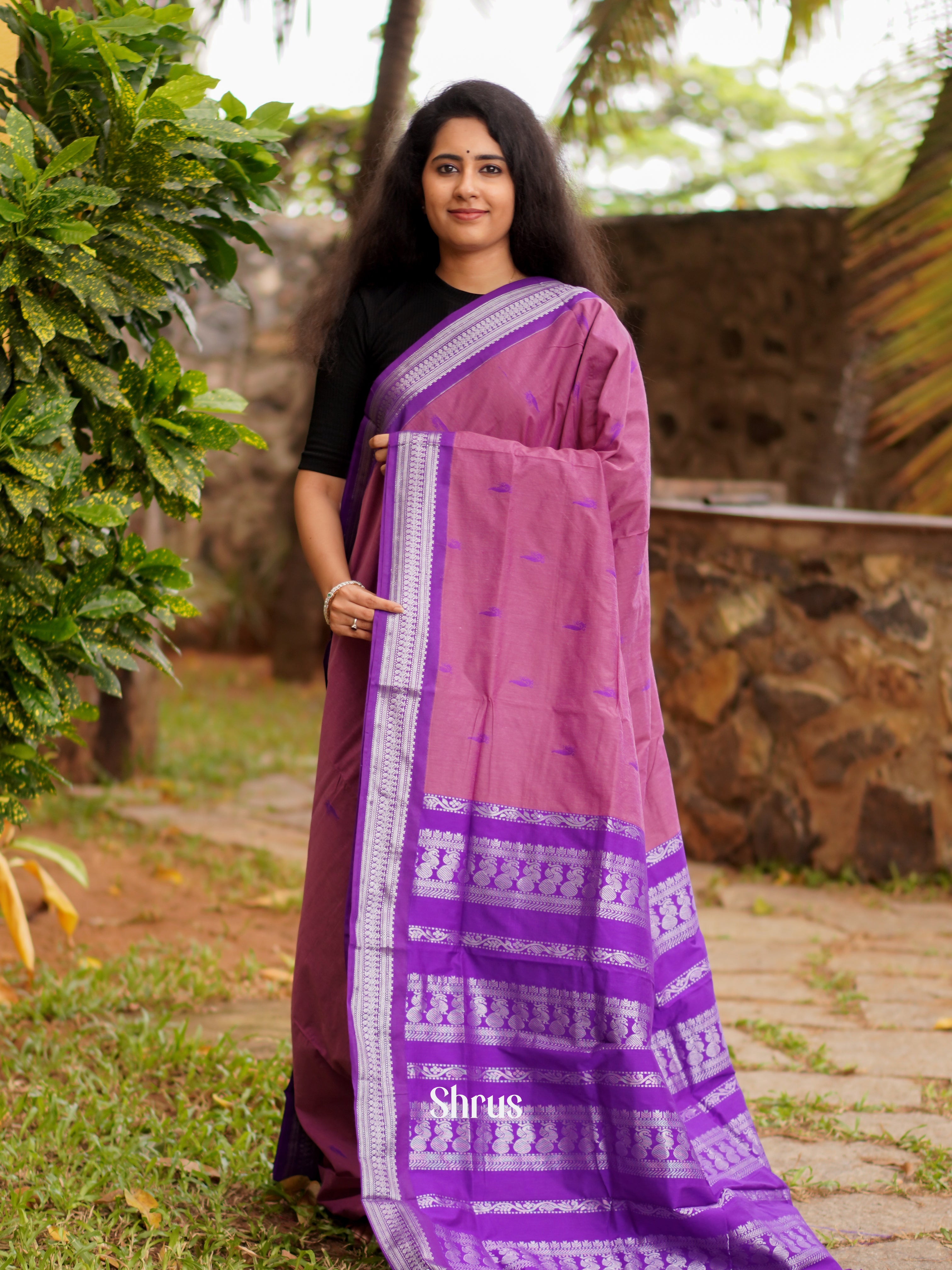 Onion Pink & Purple - Kalyani Cotton Saree - Shop on ShrusEternity.com
