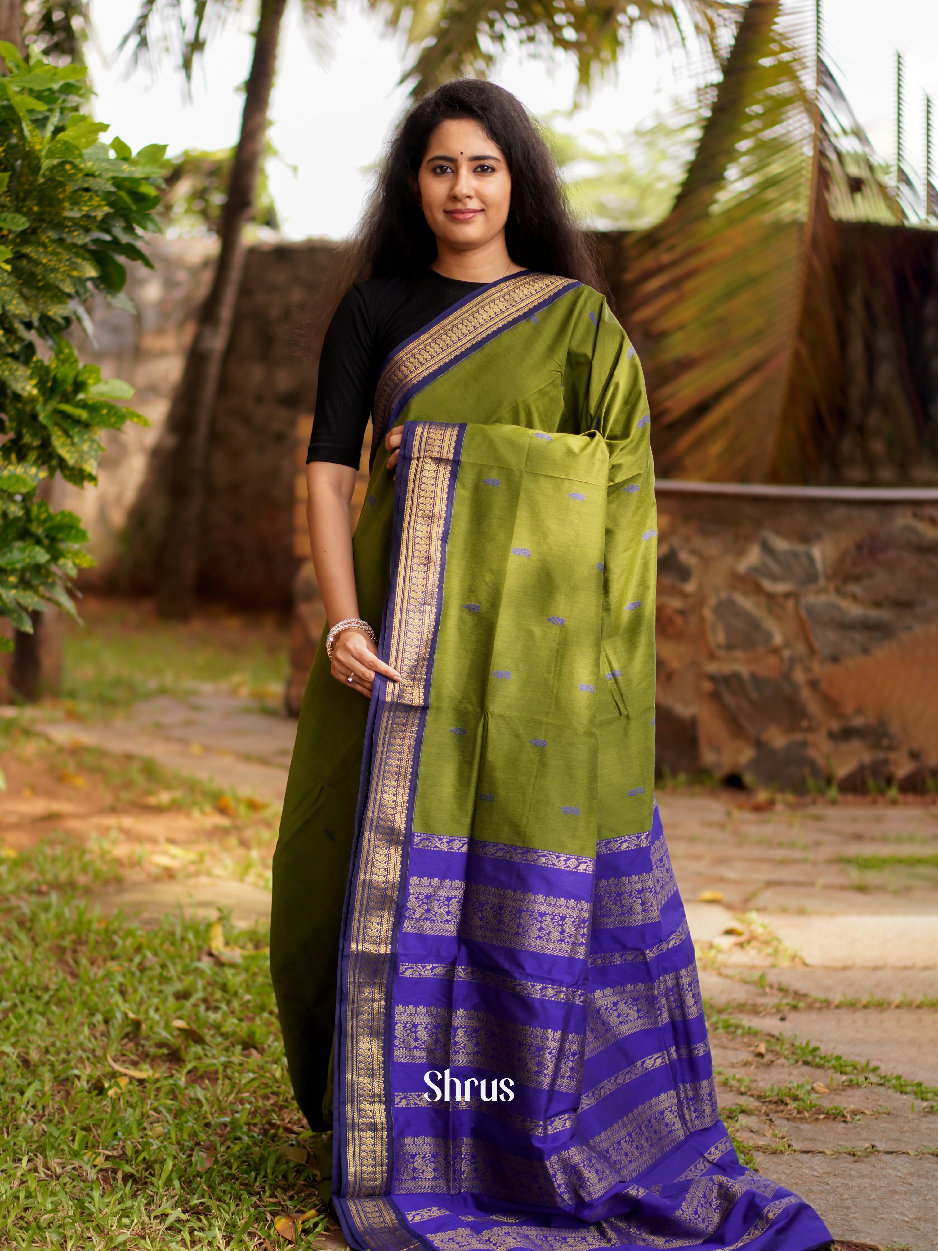 Green & Purple - Kalyani Cotton Saree - Shop on ShrusEternity.com