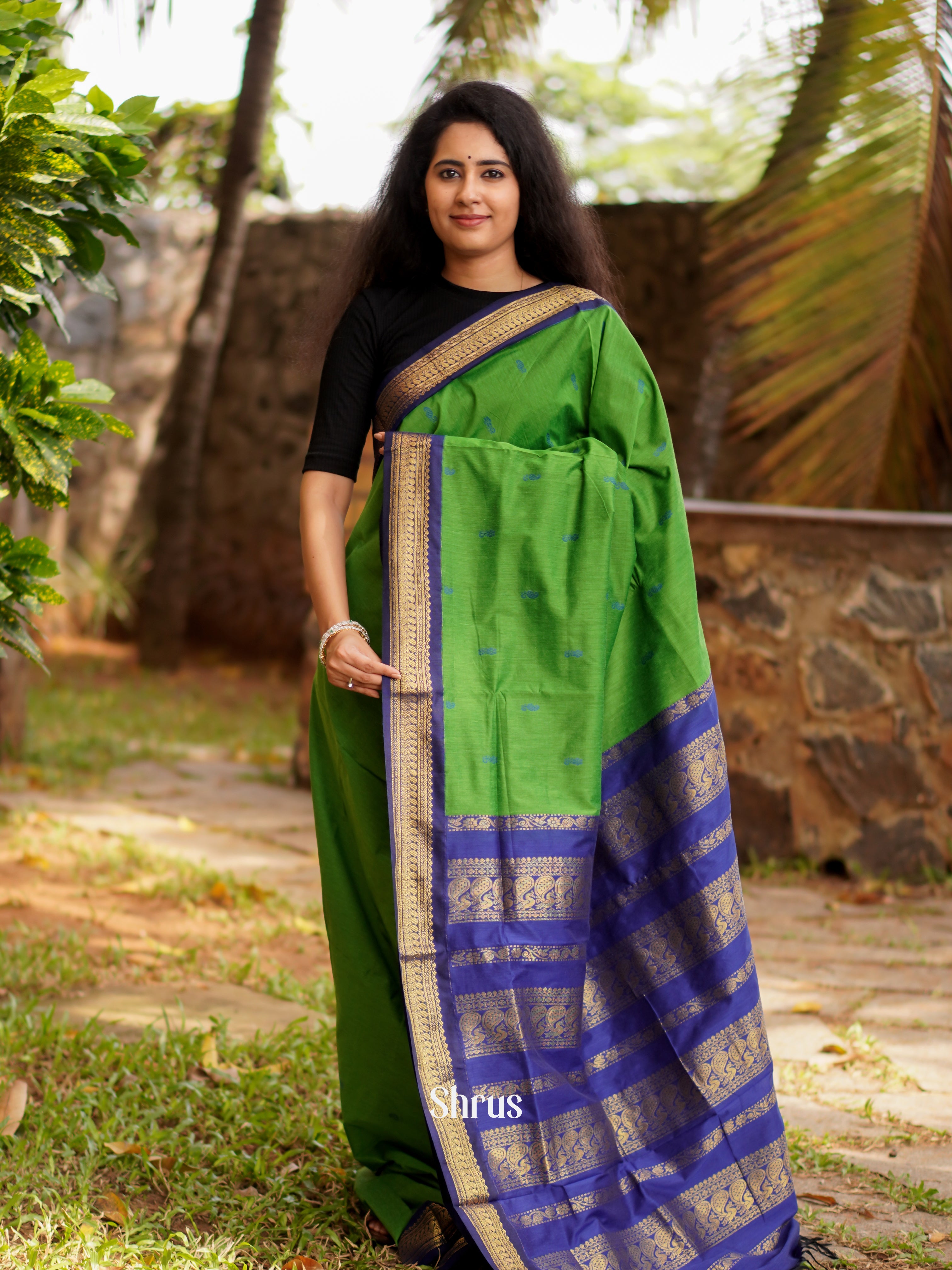 Green & Blue - Kalyani Cotton Saree - Shop on ShrusEternity.com