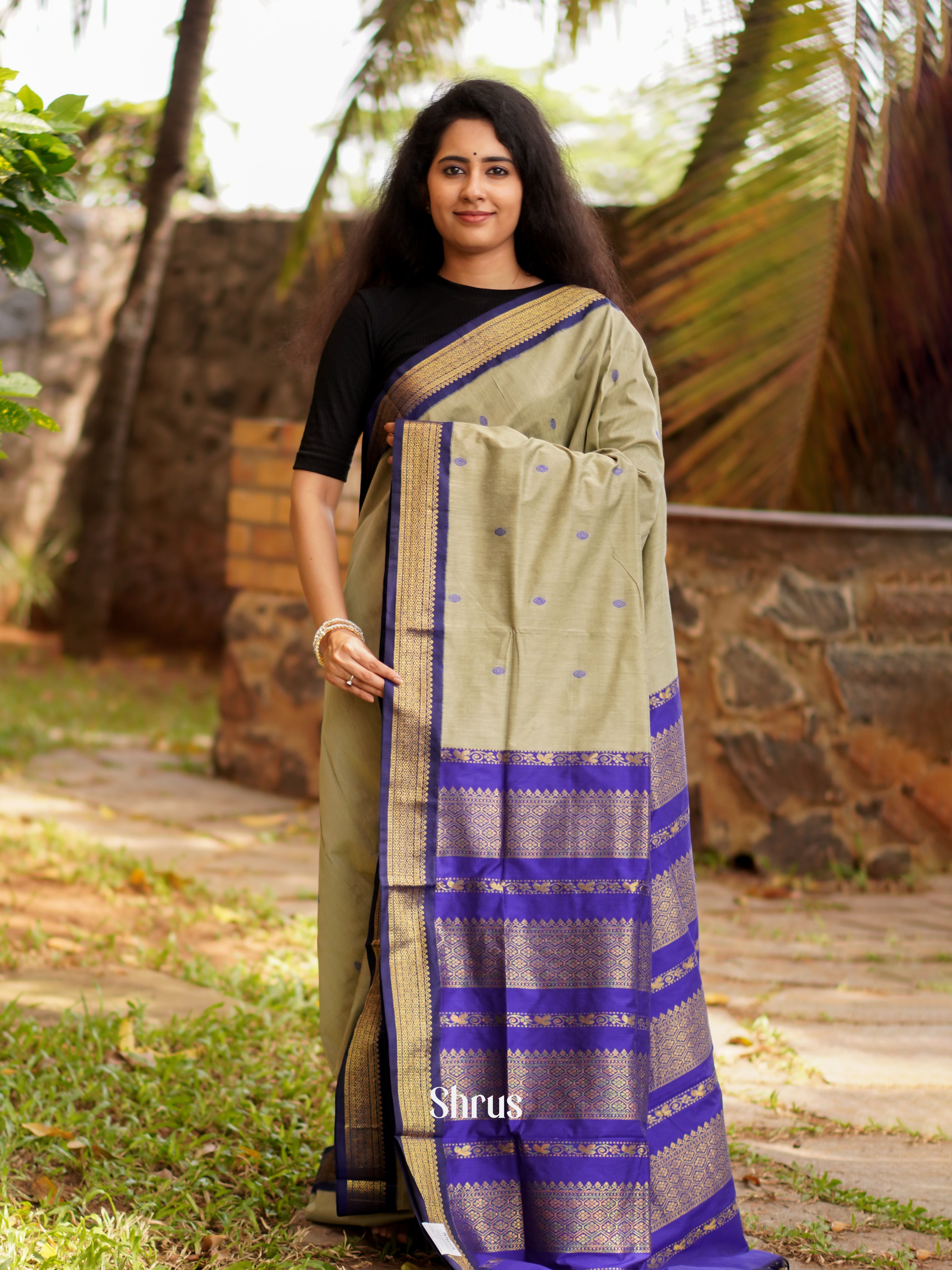 Elachi Green & Purple - Kalyani Cotton Saree - Shop on ShrusEternity.com