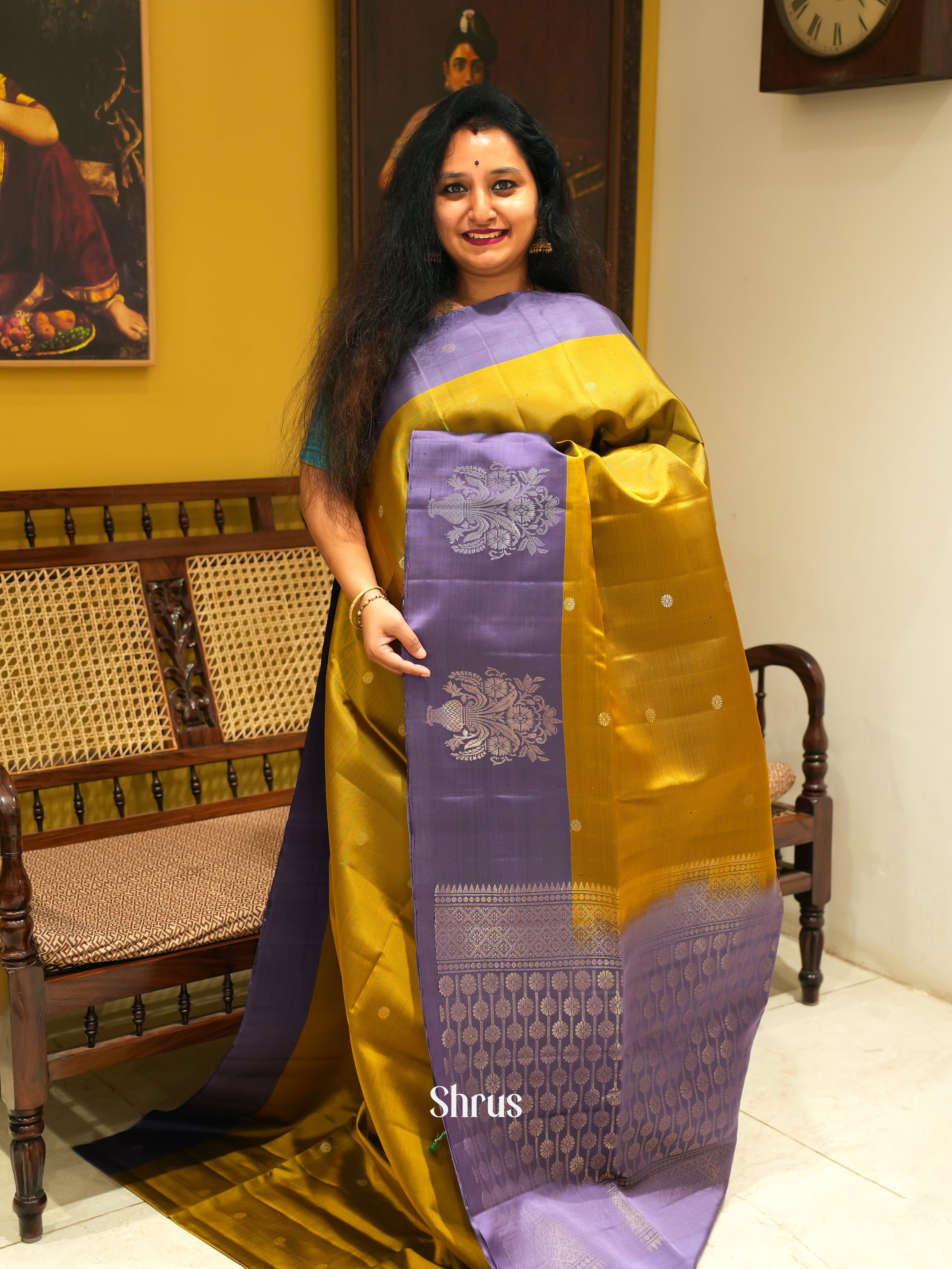 Green & Lavender - Soft Silk Saree - Shop on ShrusEternity.com