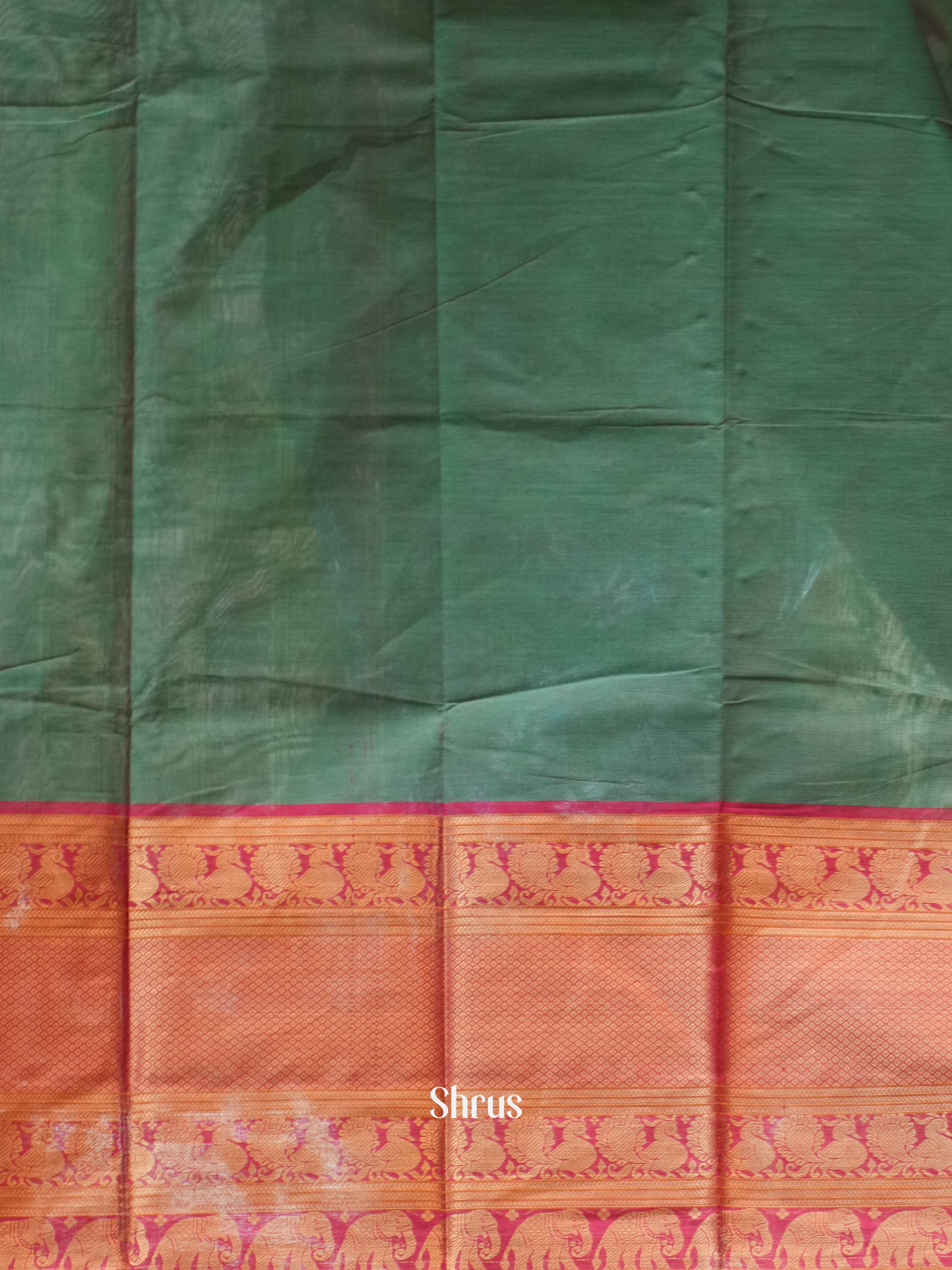 Green & Red - Narayanpet Cotton saree - Shop on ShrusEternity.com