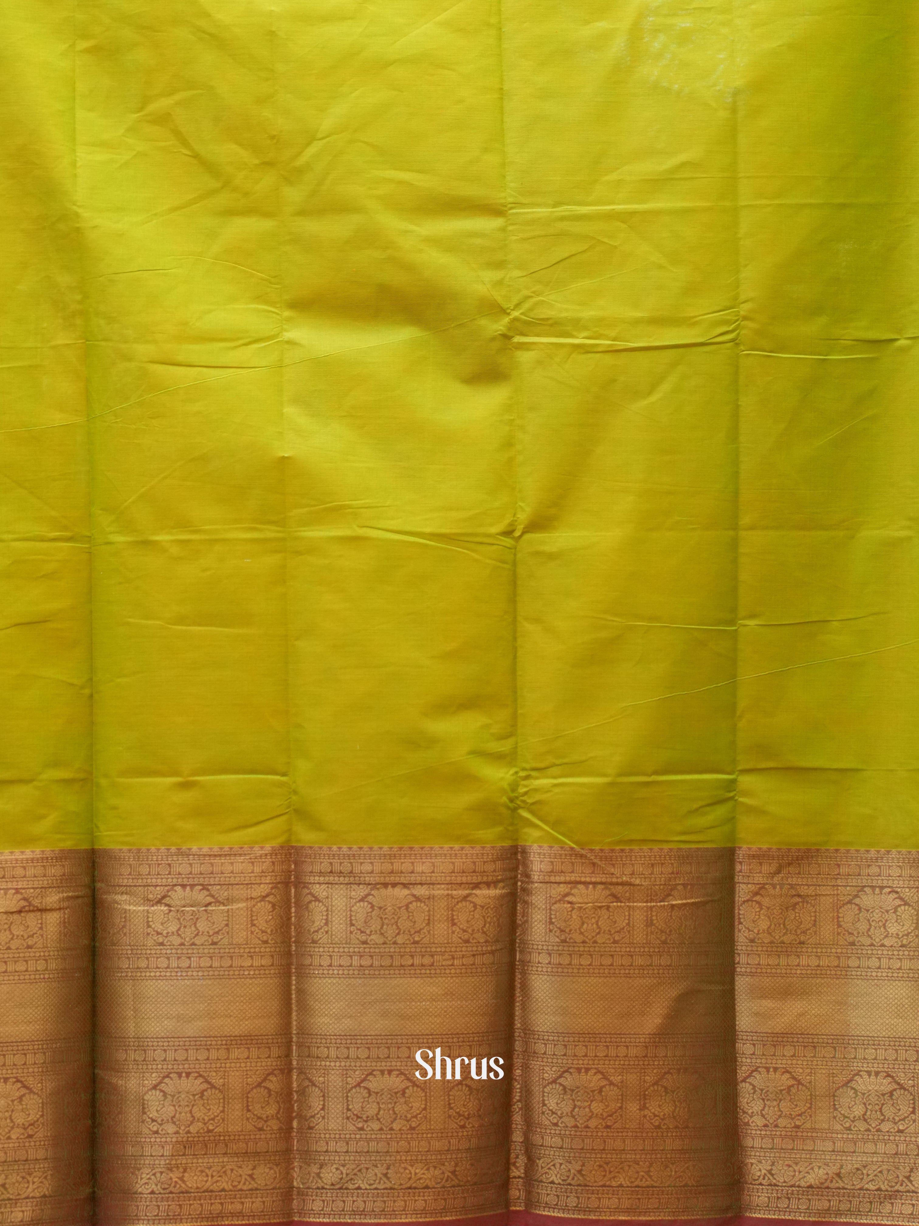 Lime Green & Red -Narayanpet Cotton Saree - Shop on ShrusEternity.com