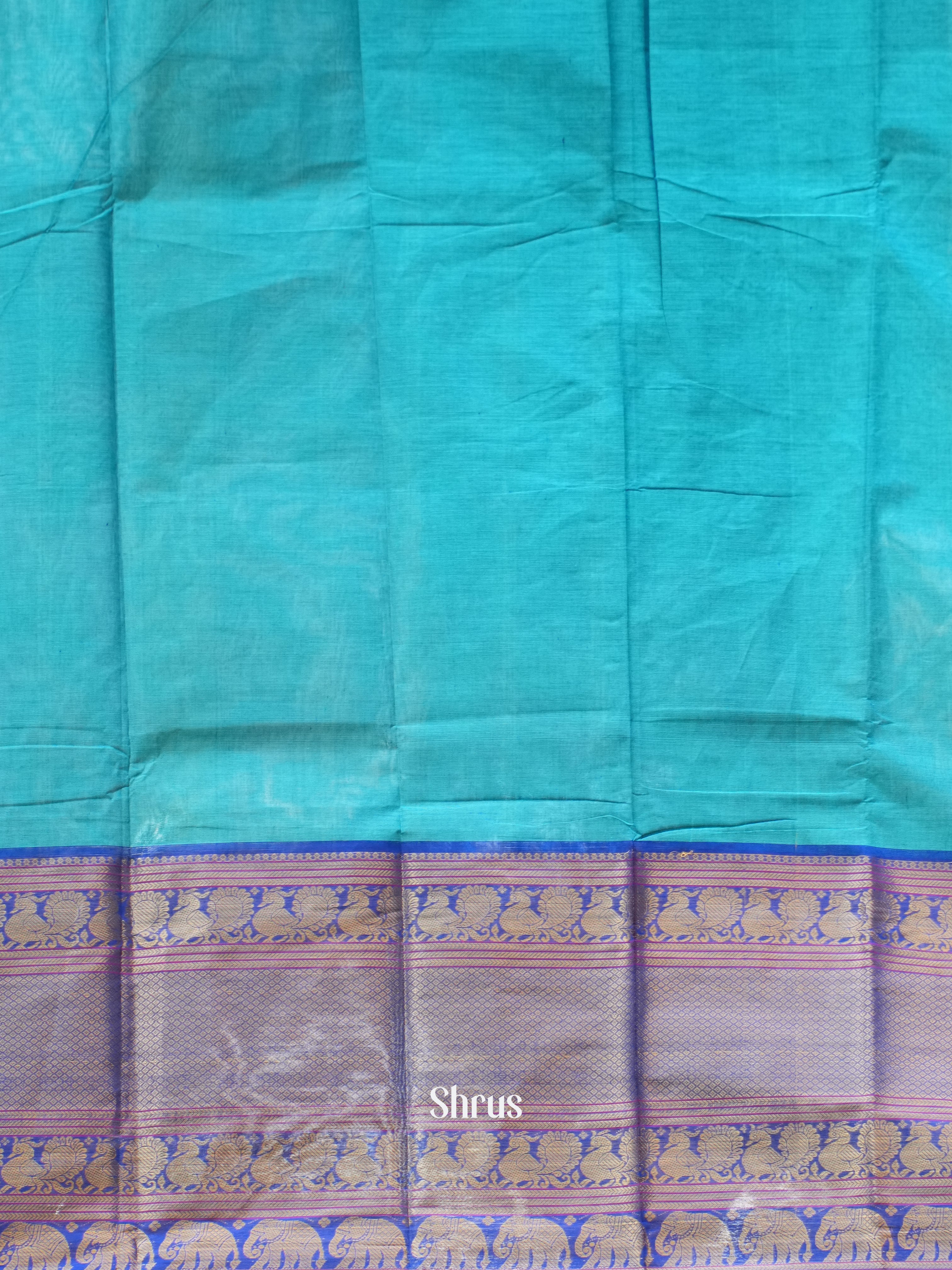 Sky Blue & Blue - Narayanpet Cotton Saree - Shop on ShrusEternity.com