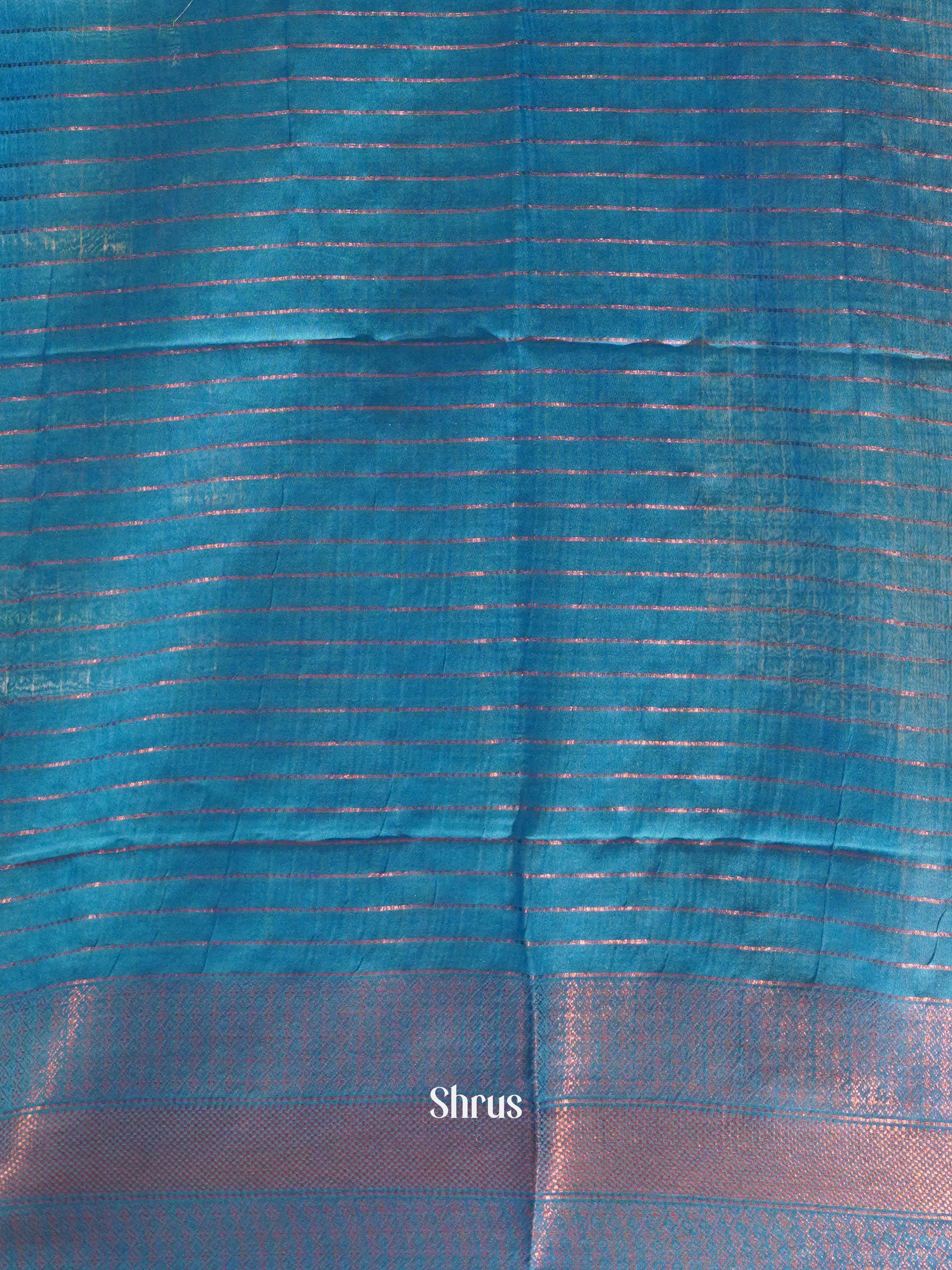 Cream & Blue - Shibori Saree - Shop on ShrusEternity.com