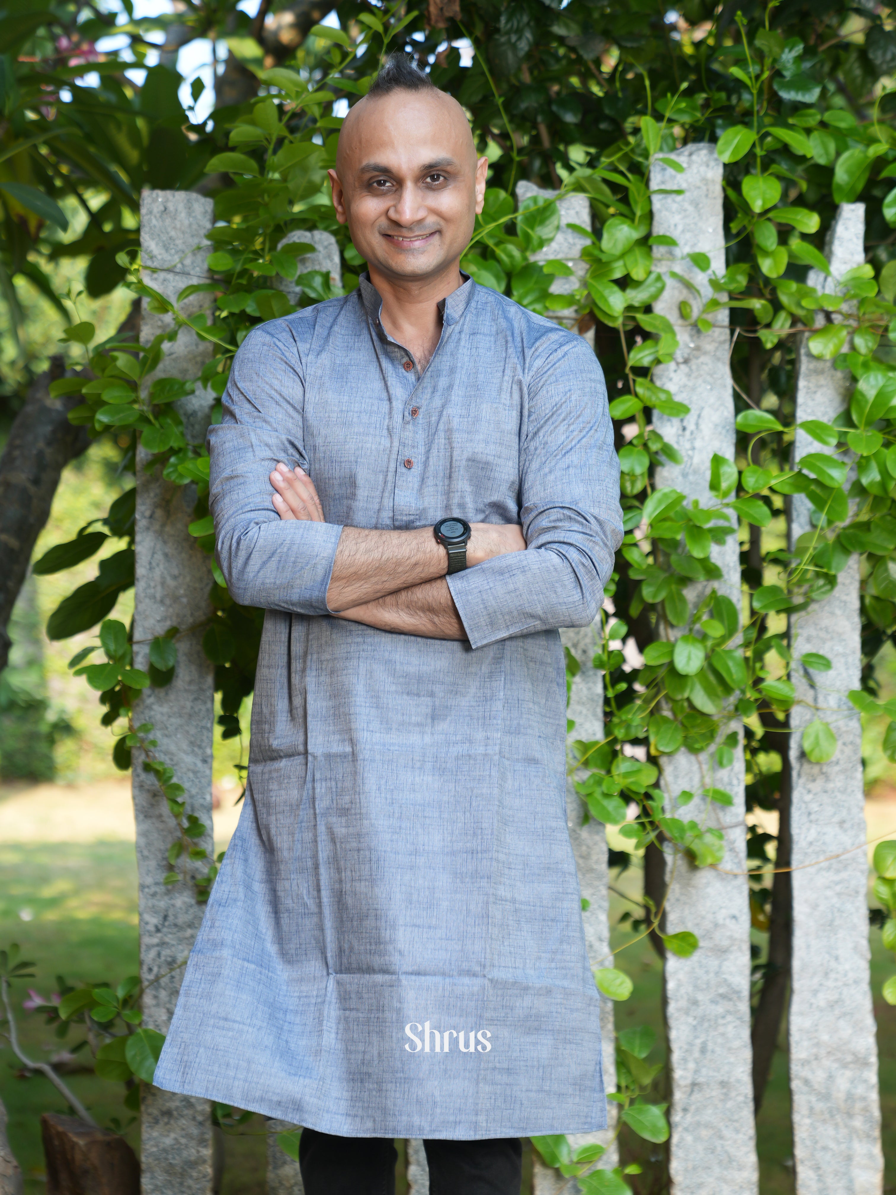 Grey - Readymade Mens Kurta - Shop on ShrusEternity.com
