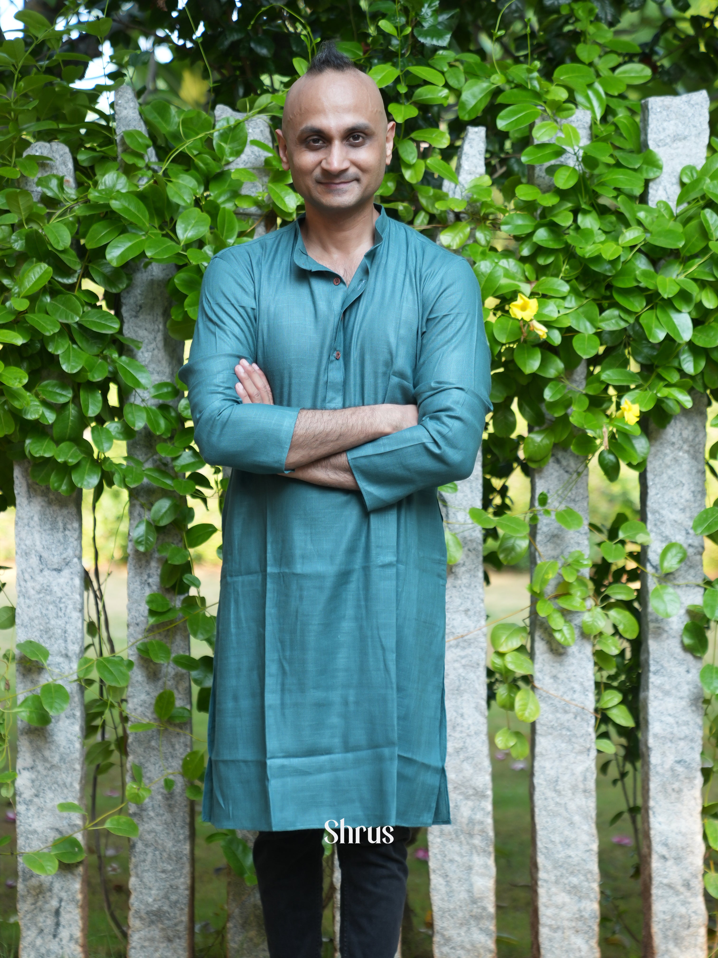 Blue - Readymade Mens Kurta - Shop on ShrusEternity.com
