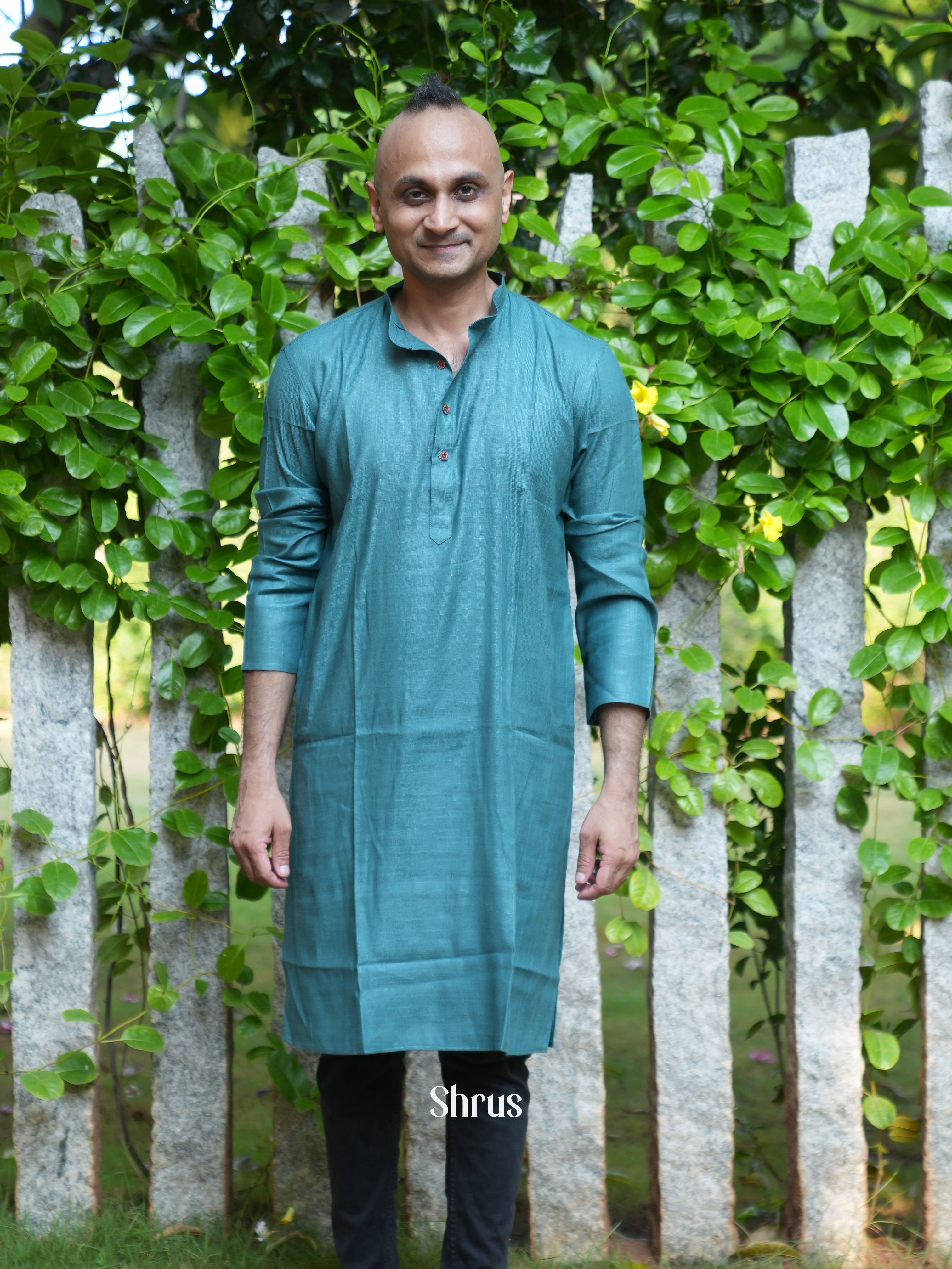 Blue - Readymade Mens Kurta - Shop on ShrusEternity.com