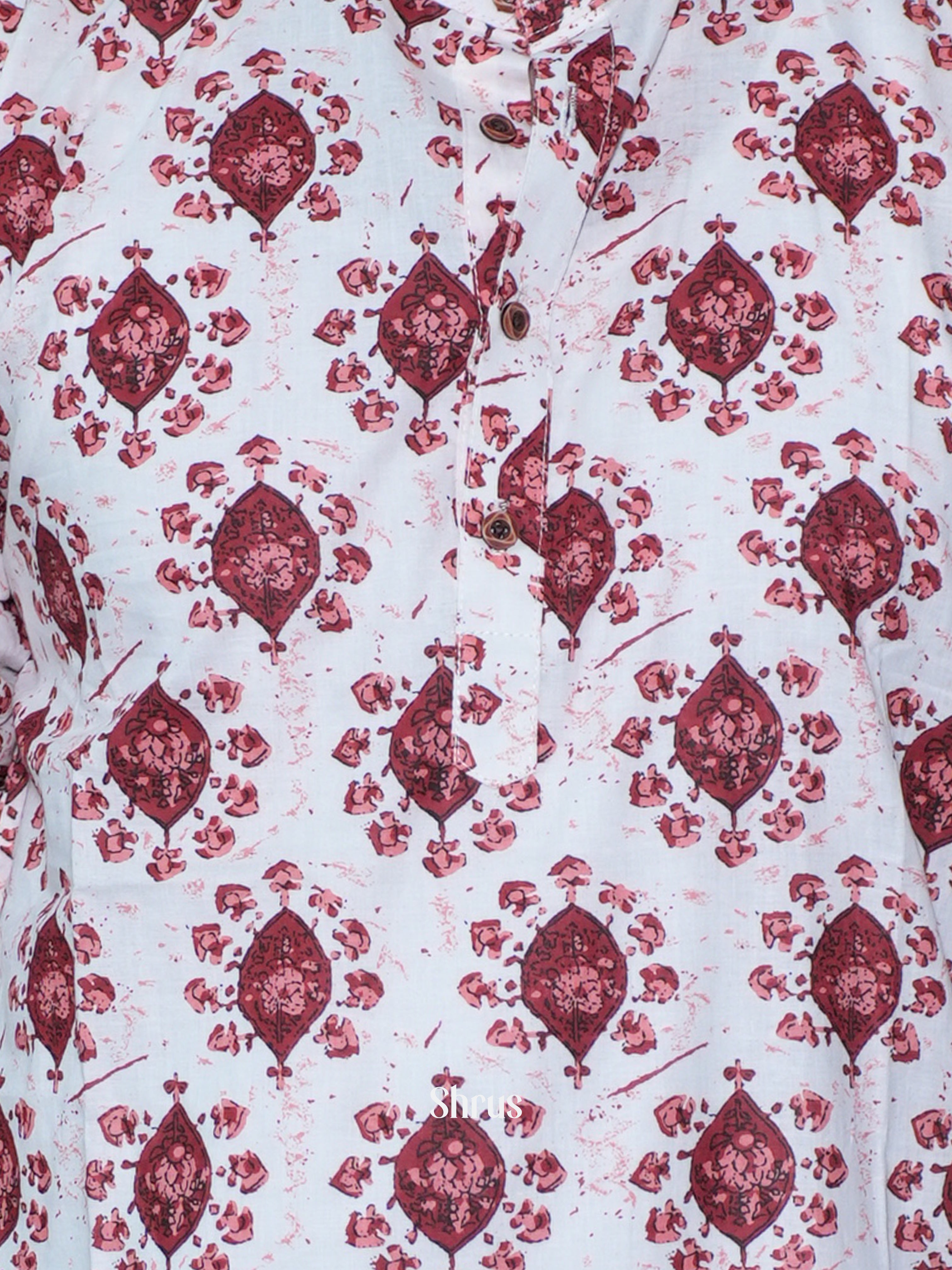 White & Maroon - Readymade Mens Kurta - Shop on ShrusEternity.com