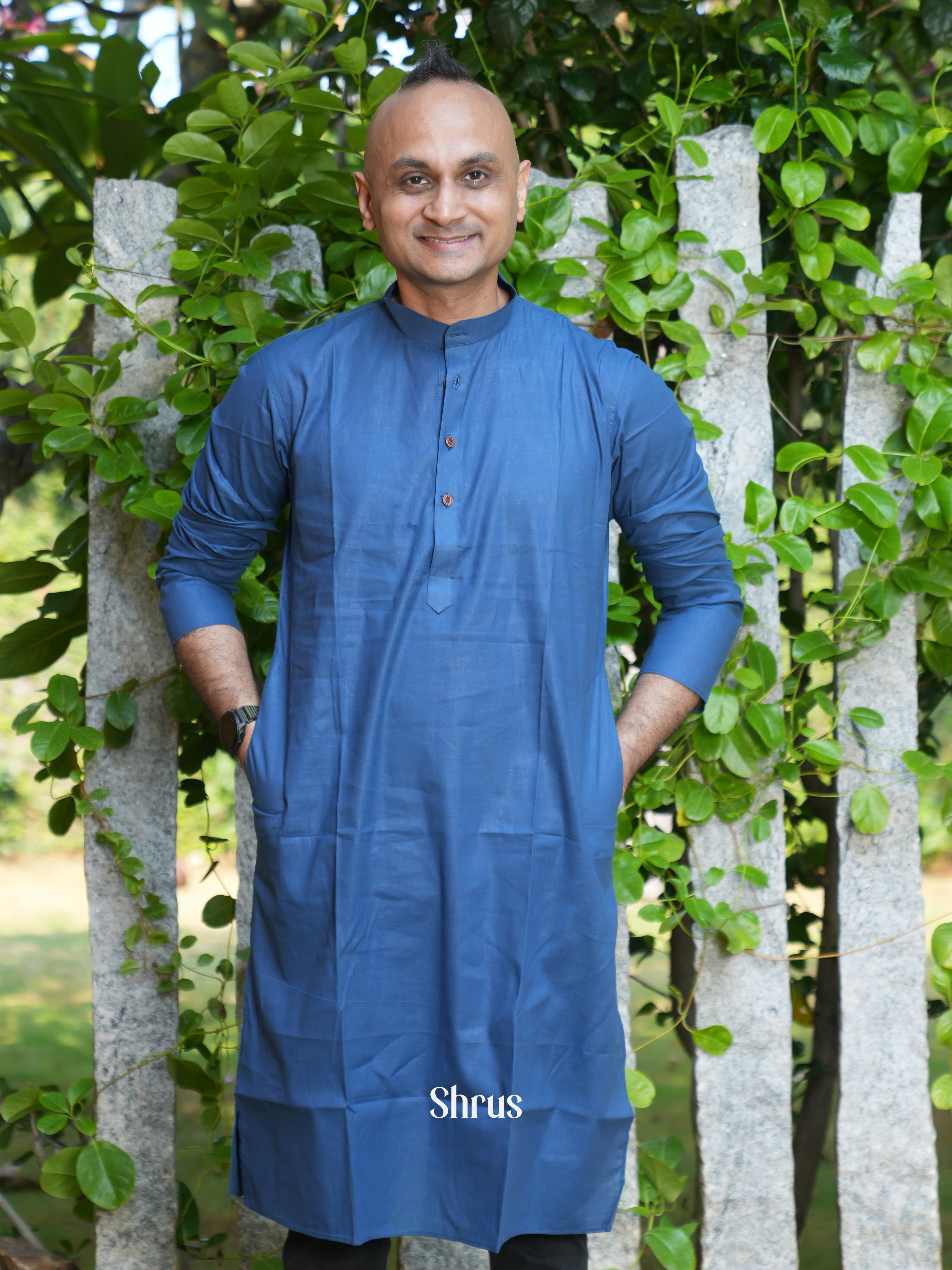 Blue - Readymade Mens Kurta - Shop on ShrusEternity.com