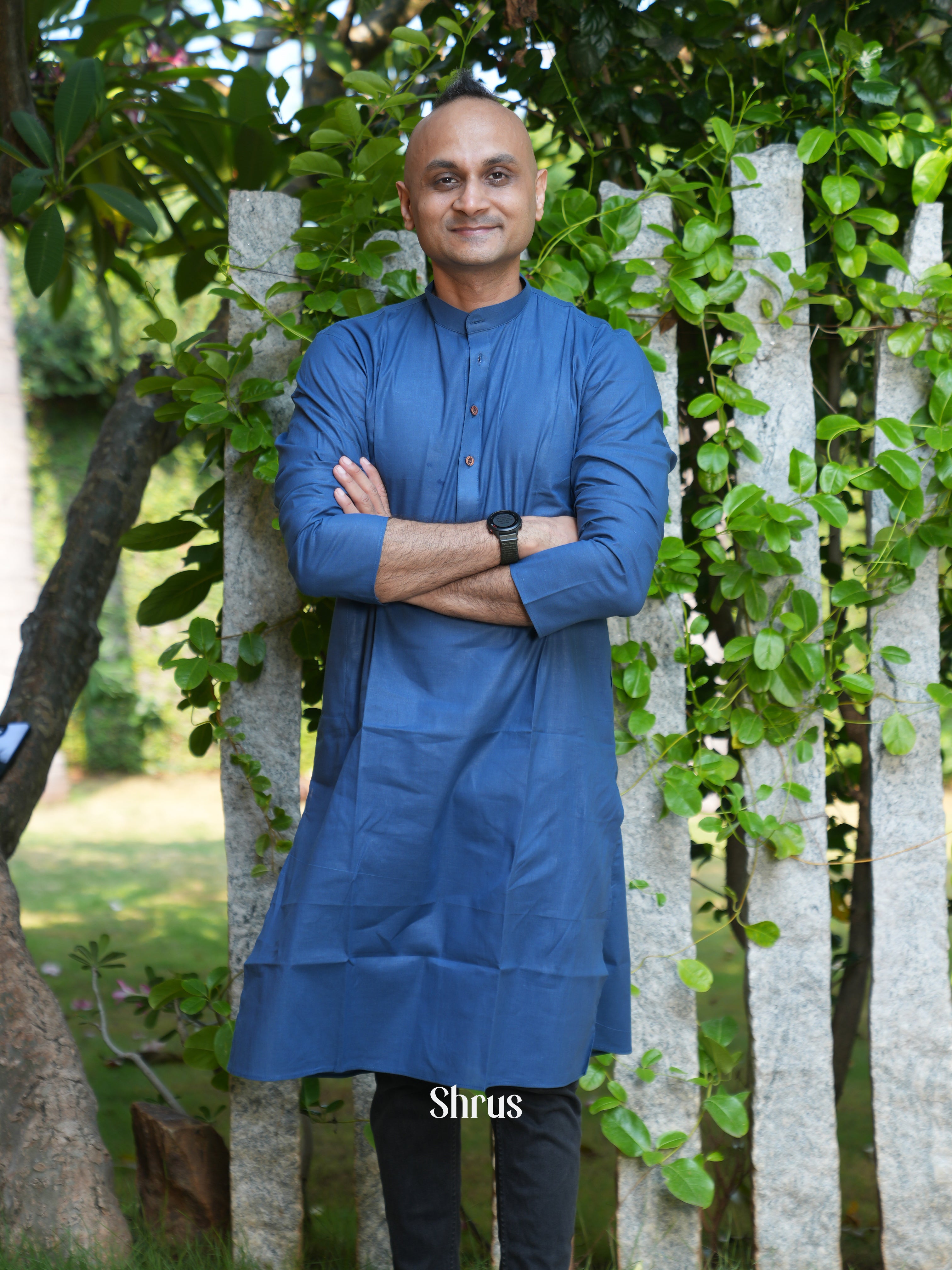 Blue - Readymade Mens Kurta - Shop on ShrusEternity.com