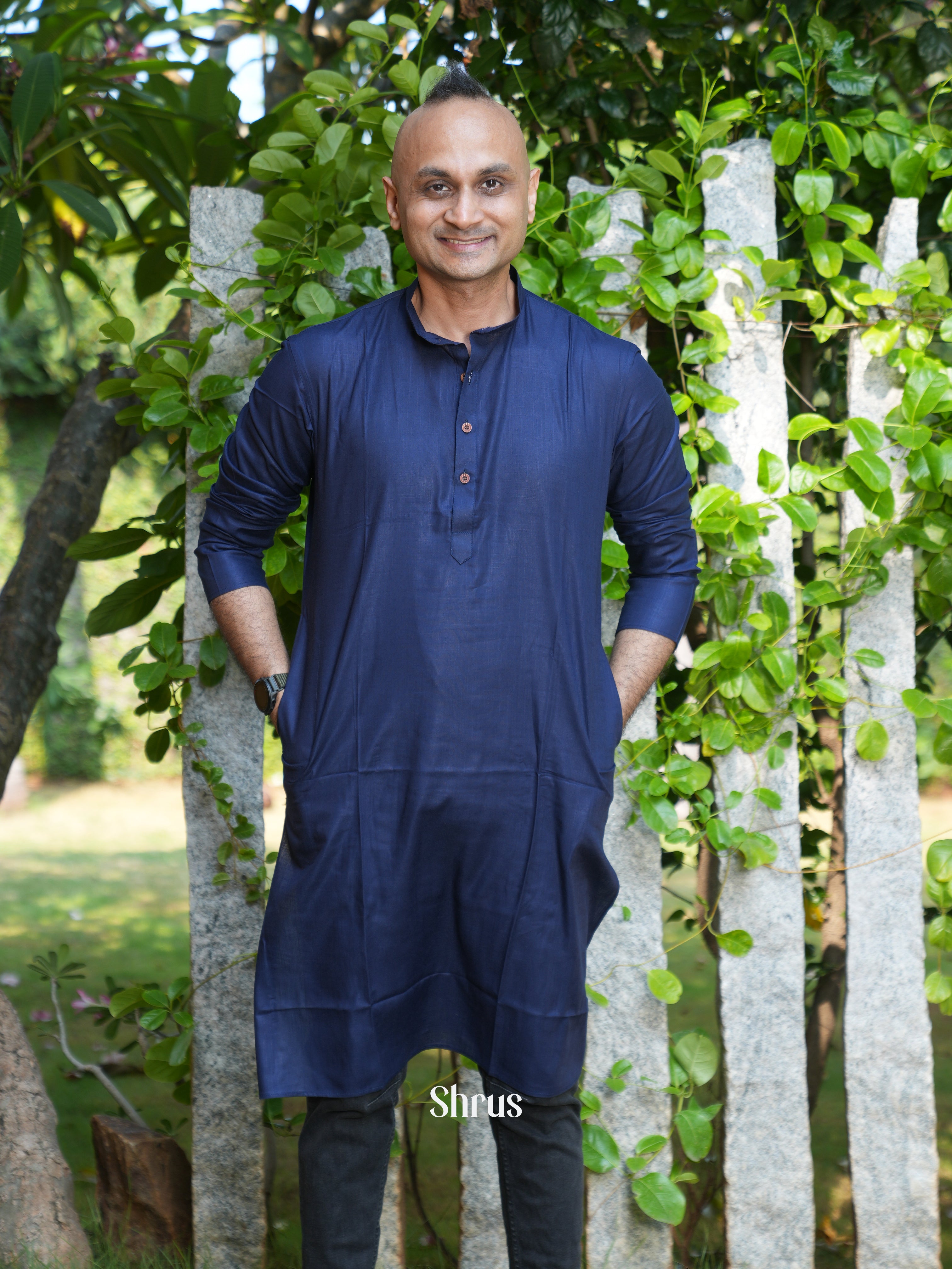 Blue - Readymade Mens Kurta - Shop on ShrusEternity.com