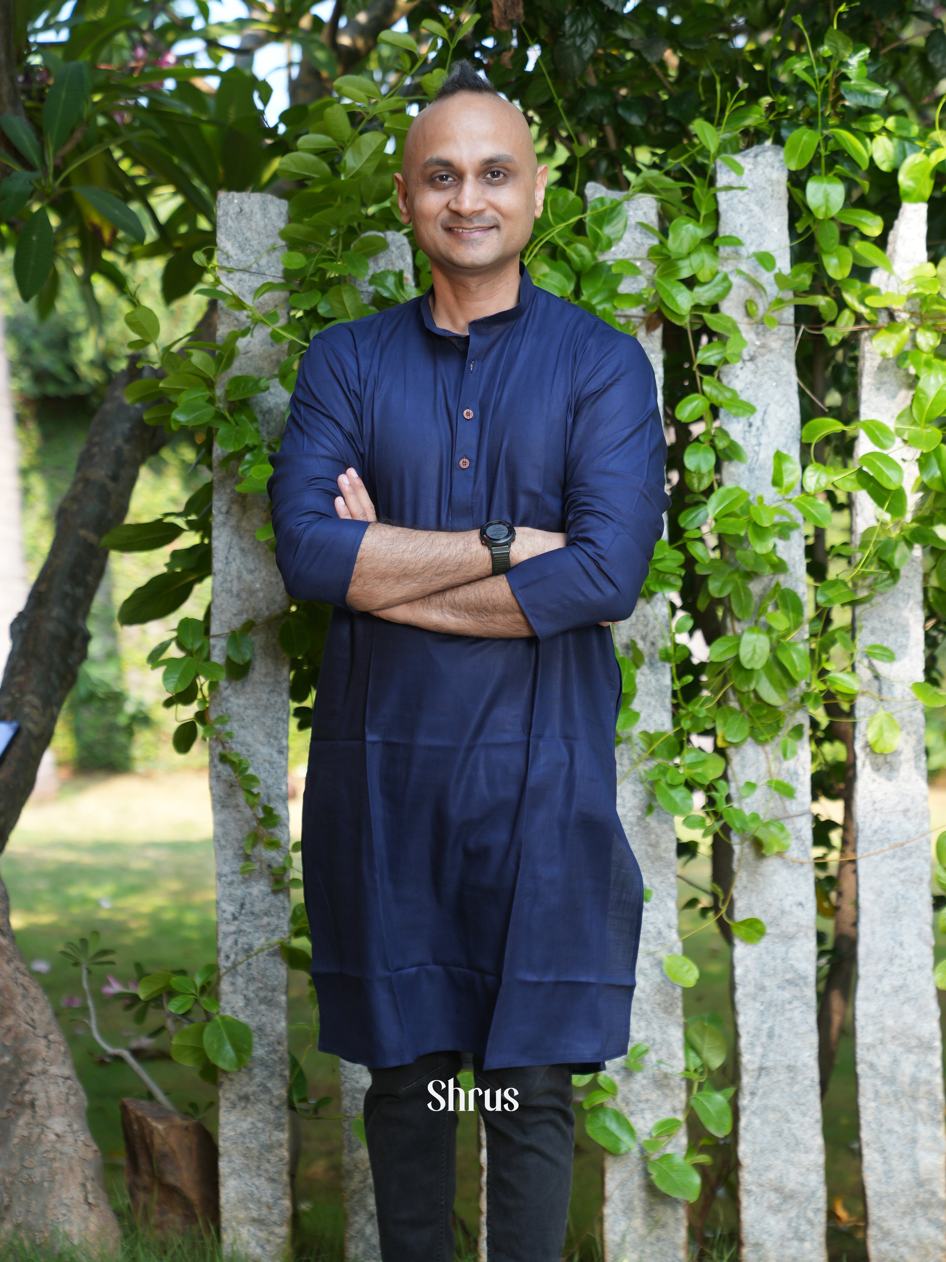 Blue - Readymade Mens Kurta - Shop on ShrusEternity.com