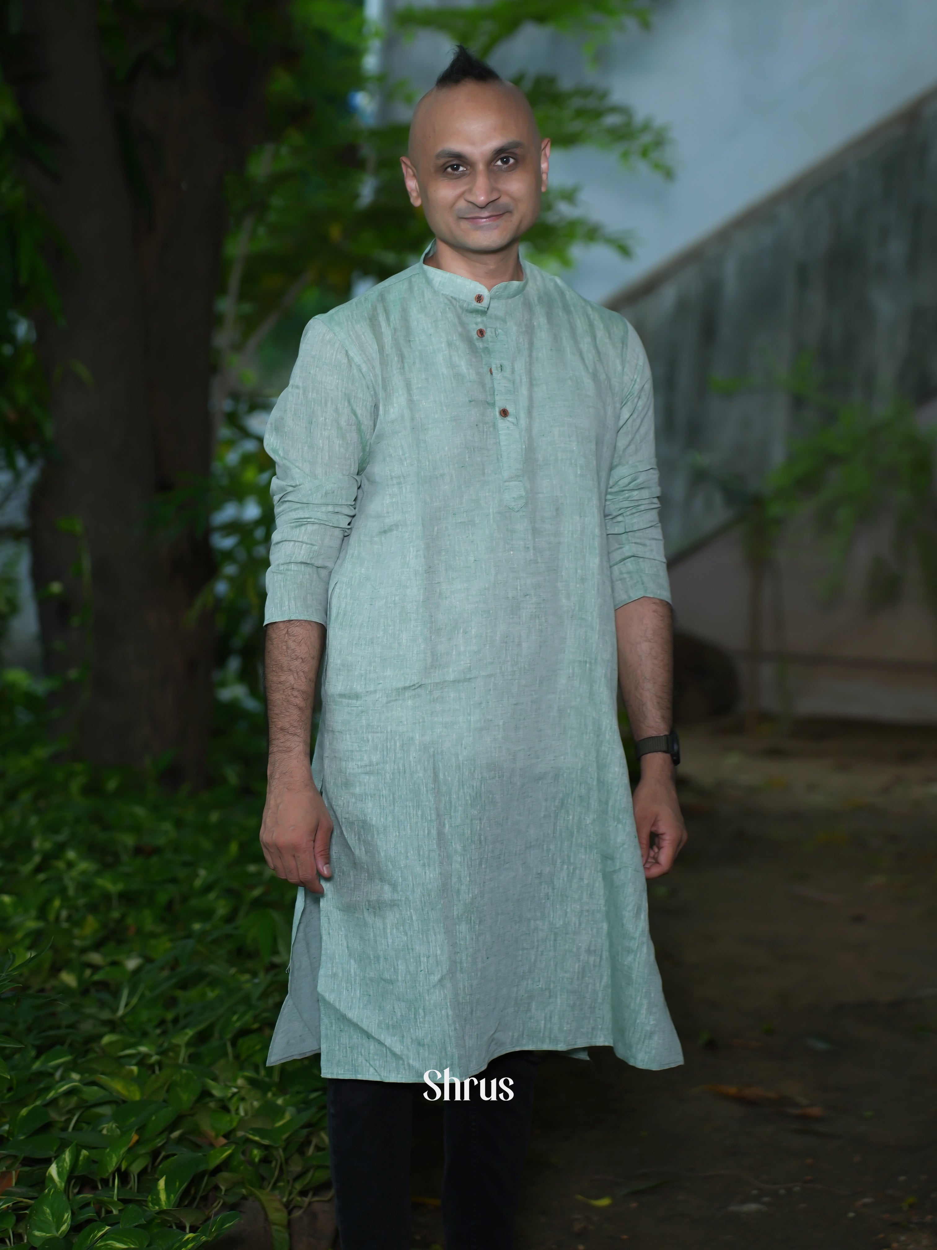 Green - Readymade Mens Kurta - Shop on ShrusEternity.com