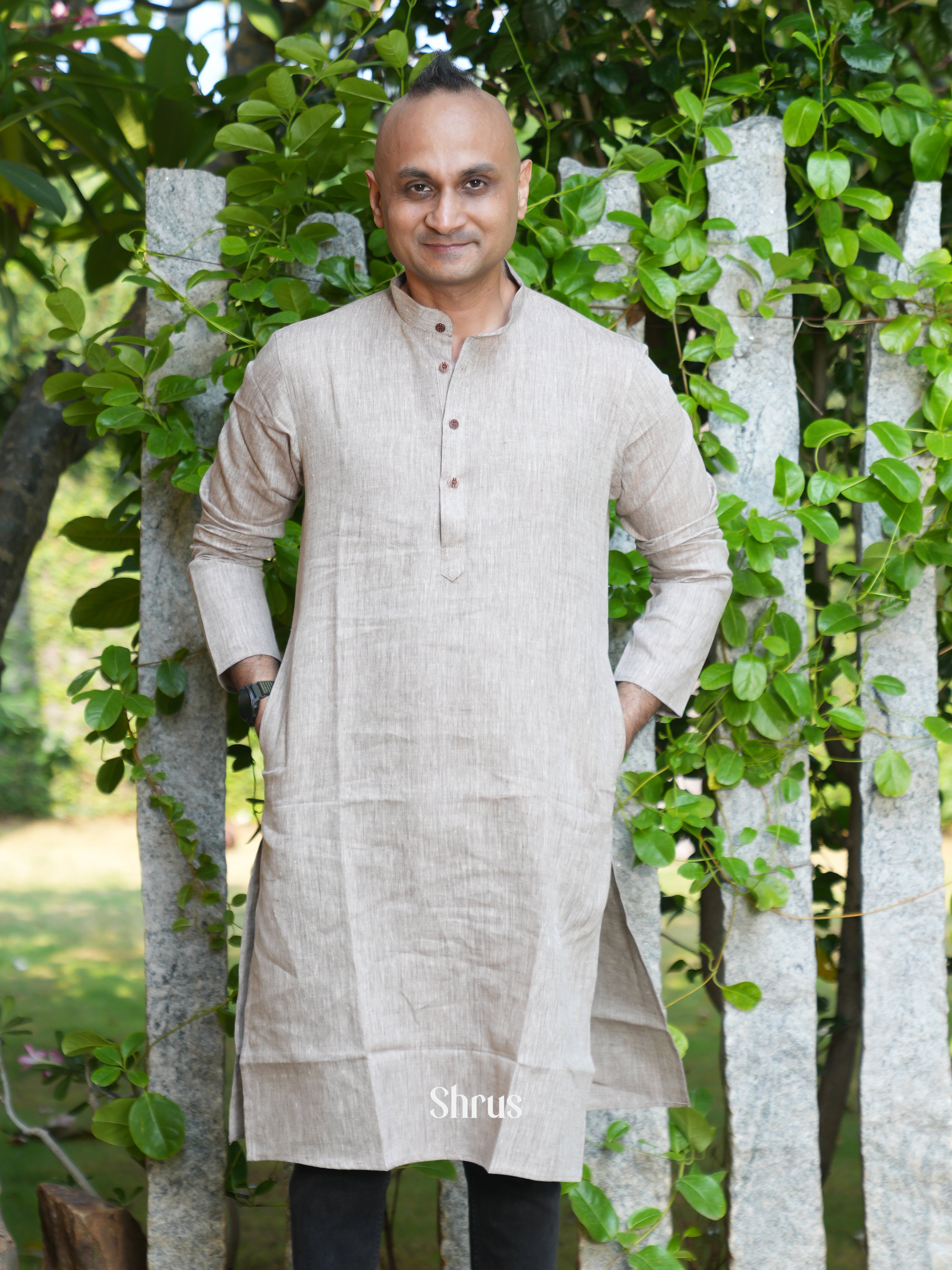 Grey - Readymade Mens Kurta - Shop on ShrusEternity.com