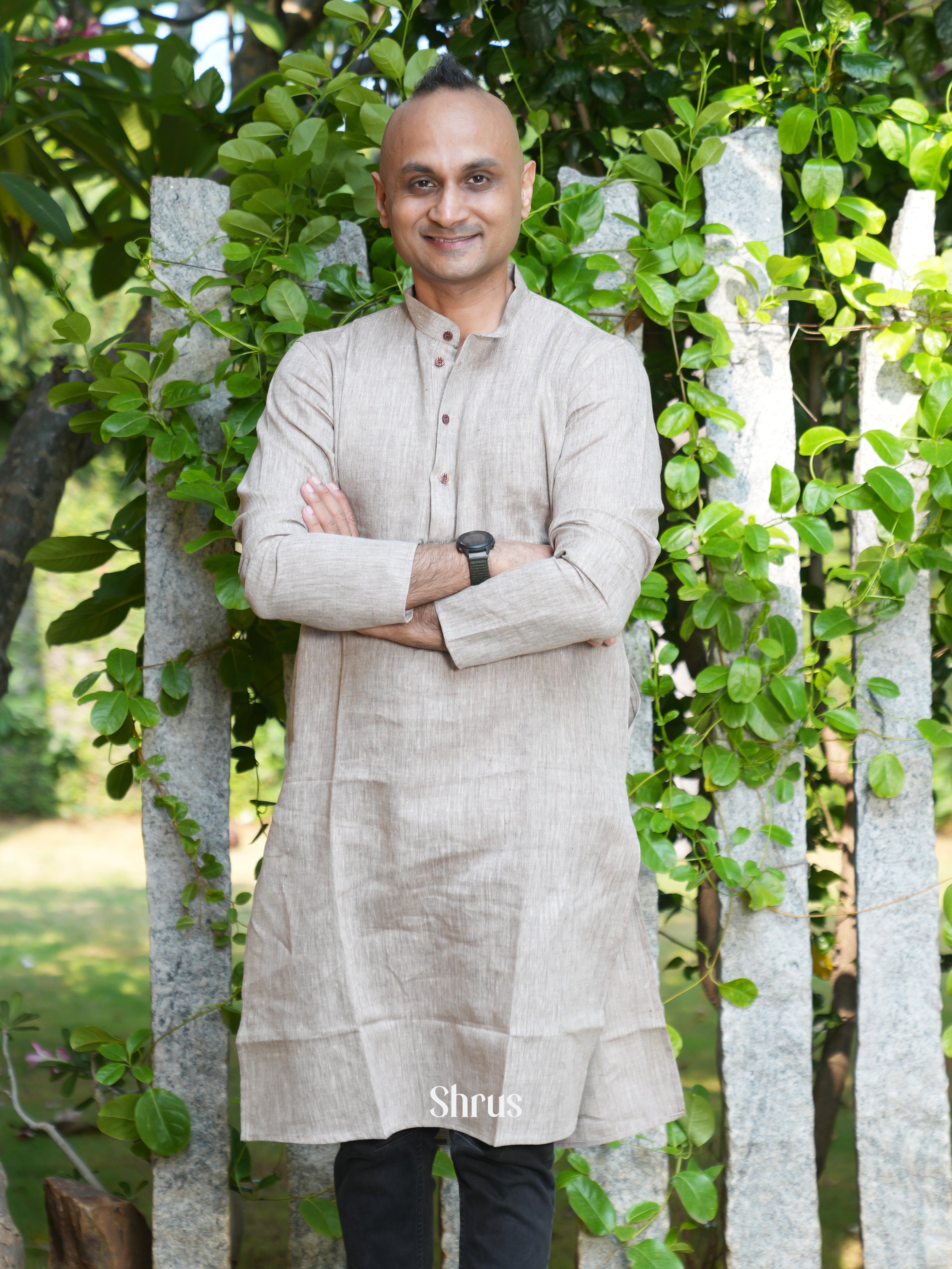Grey - Readymade Mens Kurta - Shop on ShrusEternity.com