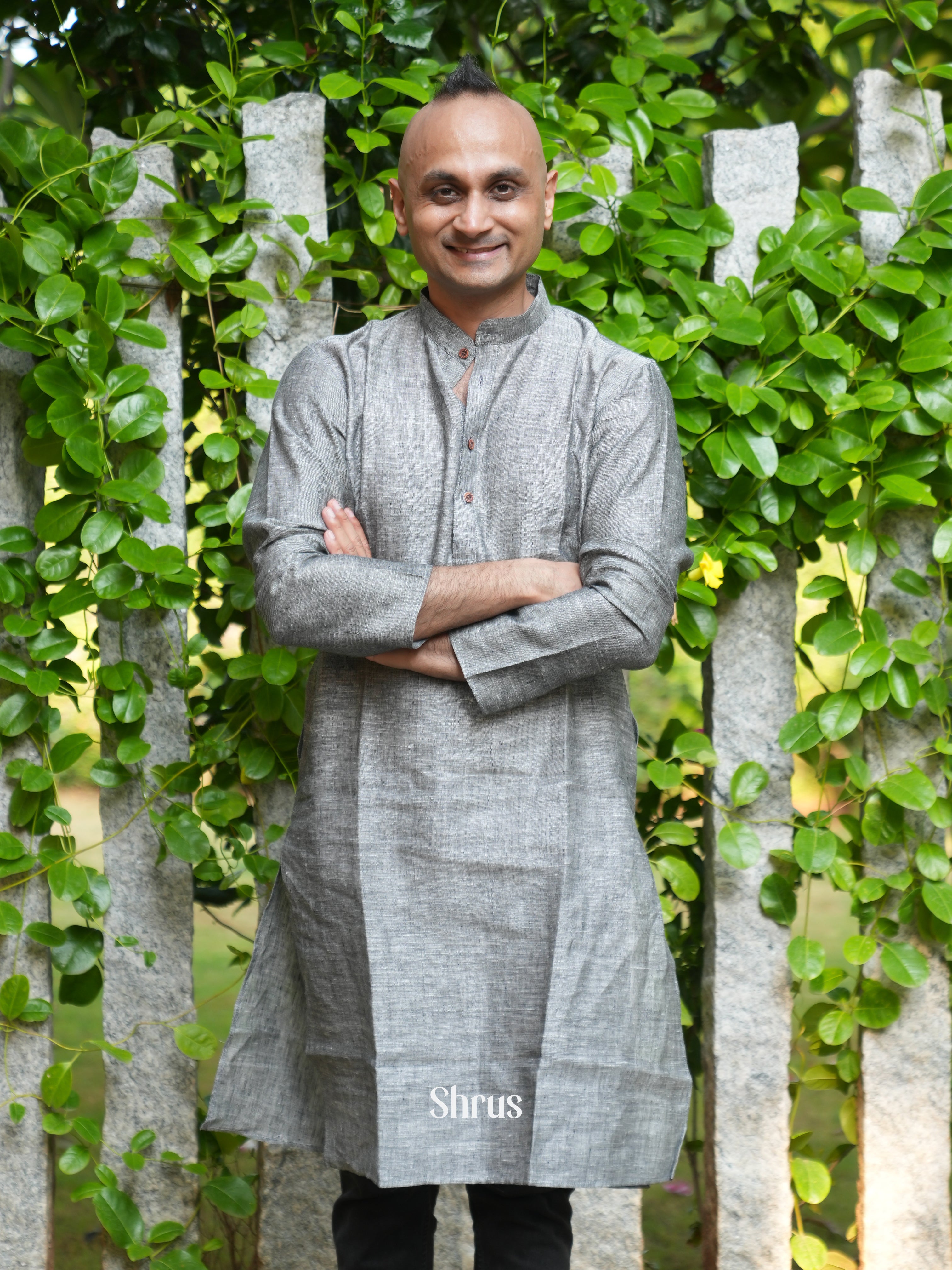 Grey - Readymade Mens Kurta - Shop on ShrusEternity.com