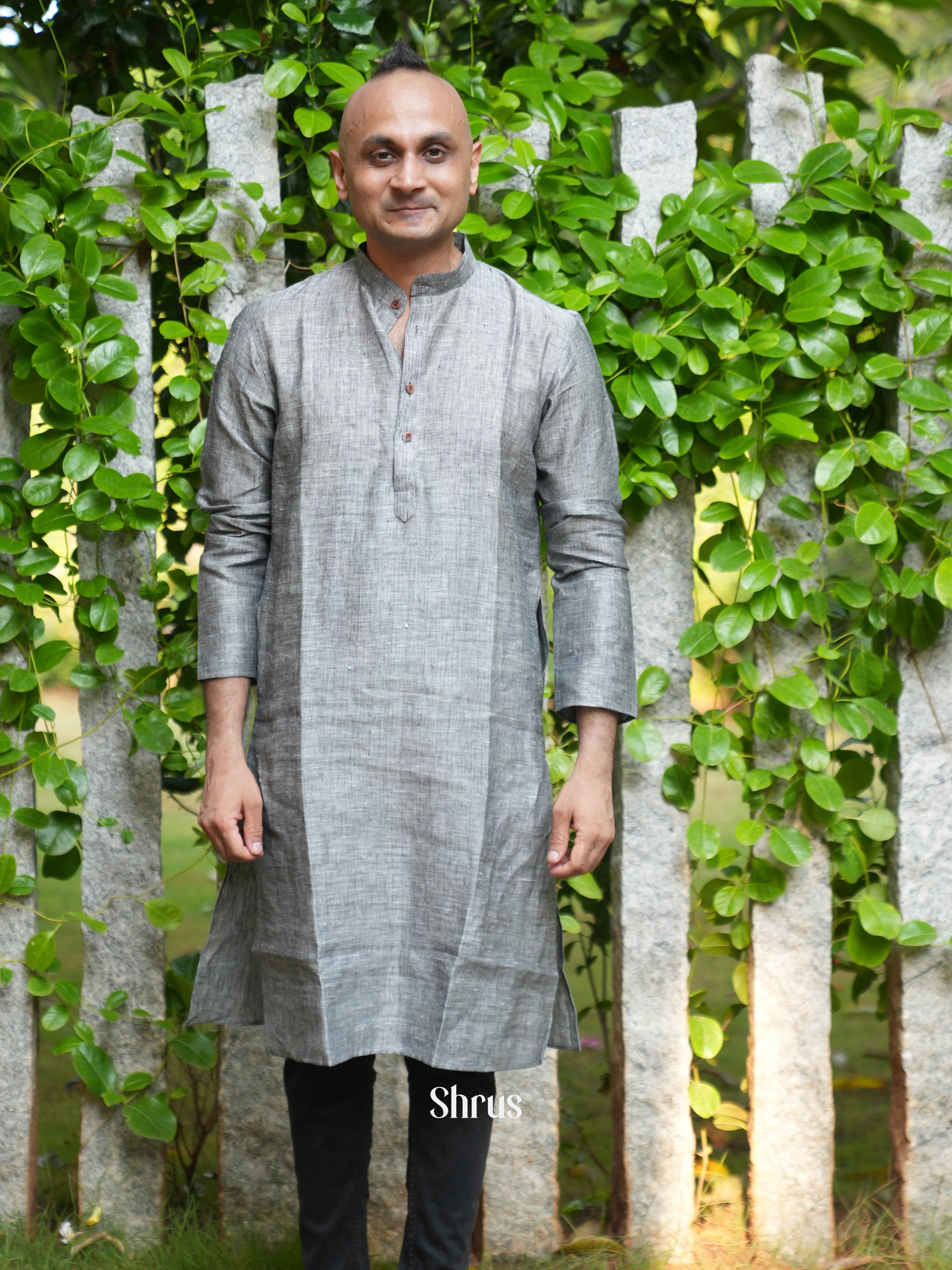 Grey - Readymade Mens Kurta - Shop on ShrusEternity.com