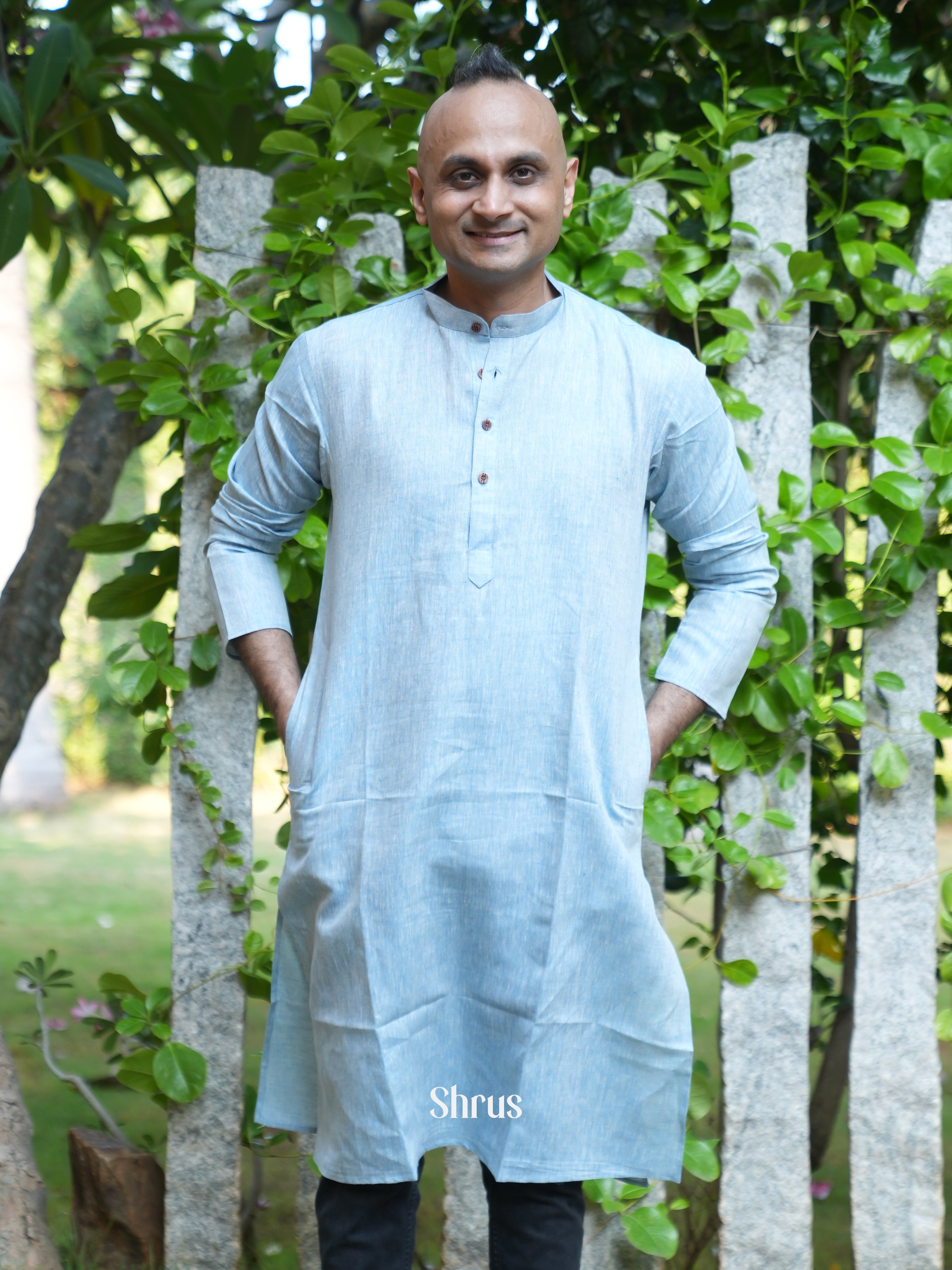 Light Blue - Readymade Menas Kurta - Shop on ShrusEternity.com