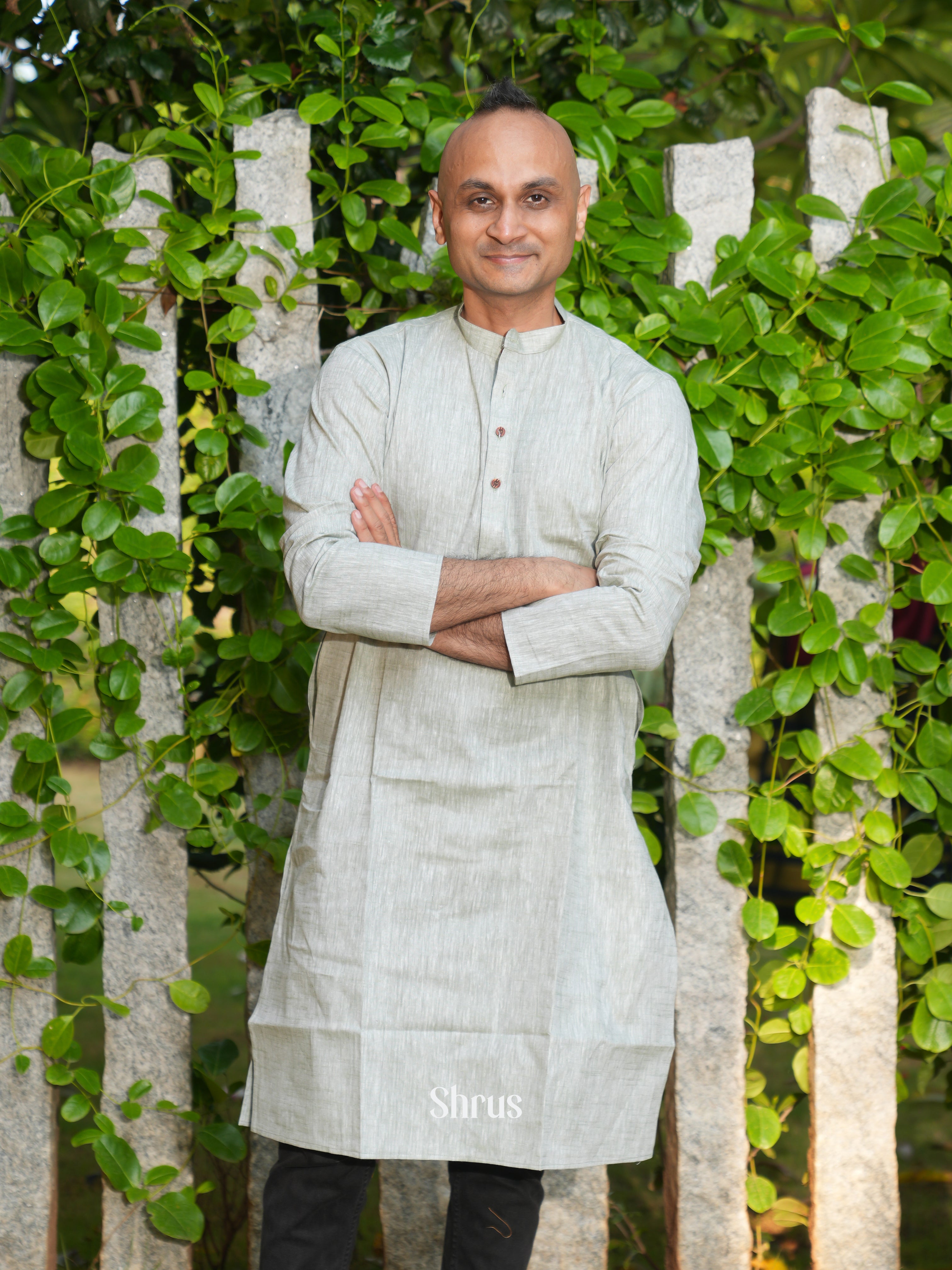 Grey - Readymade Mens Kurta - Shop on ShrusEternity.com