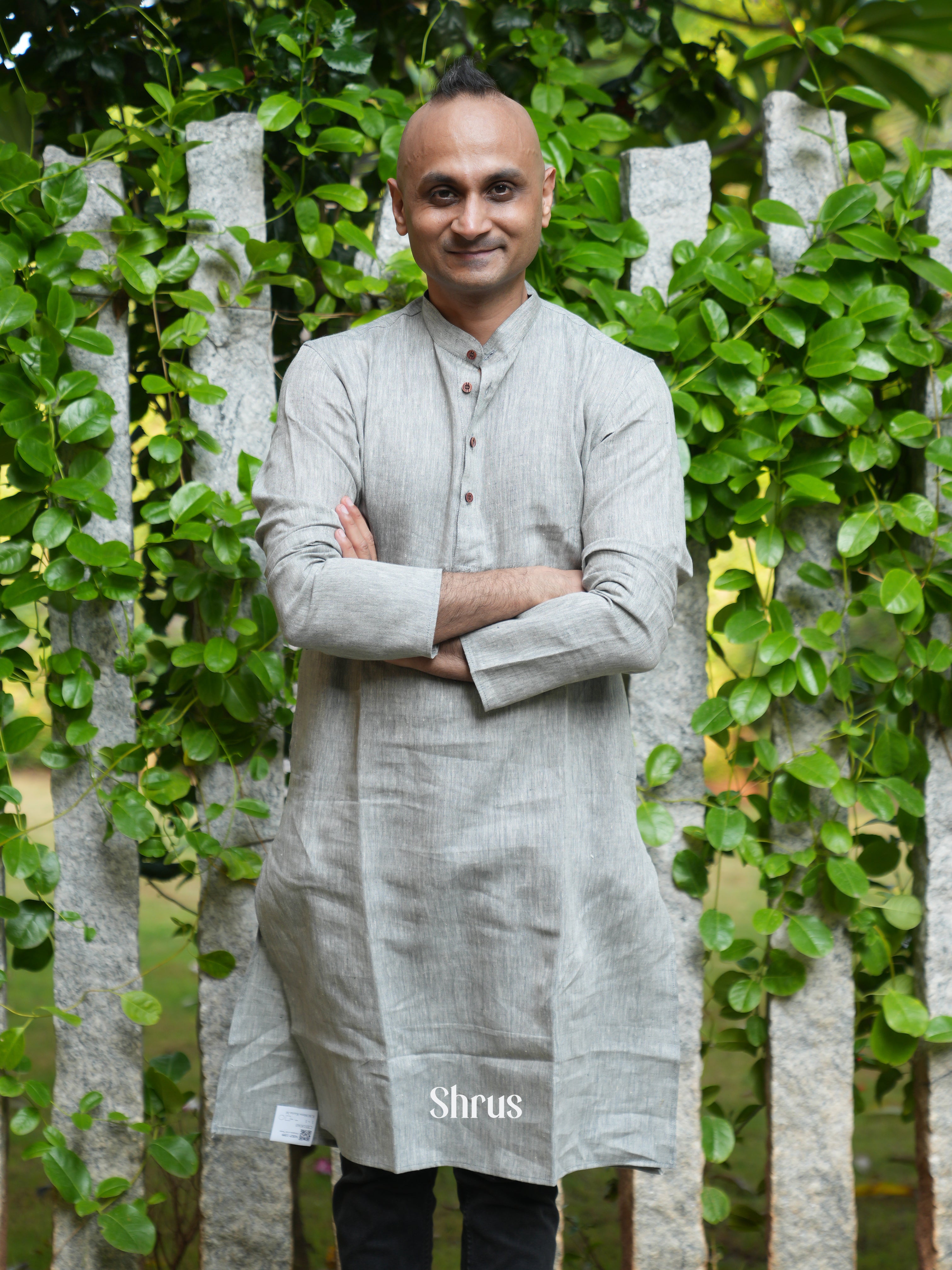 Grey - Readymade Mens Kurta - Shop on ShrusEternity.com