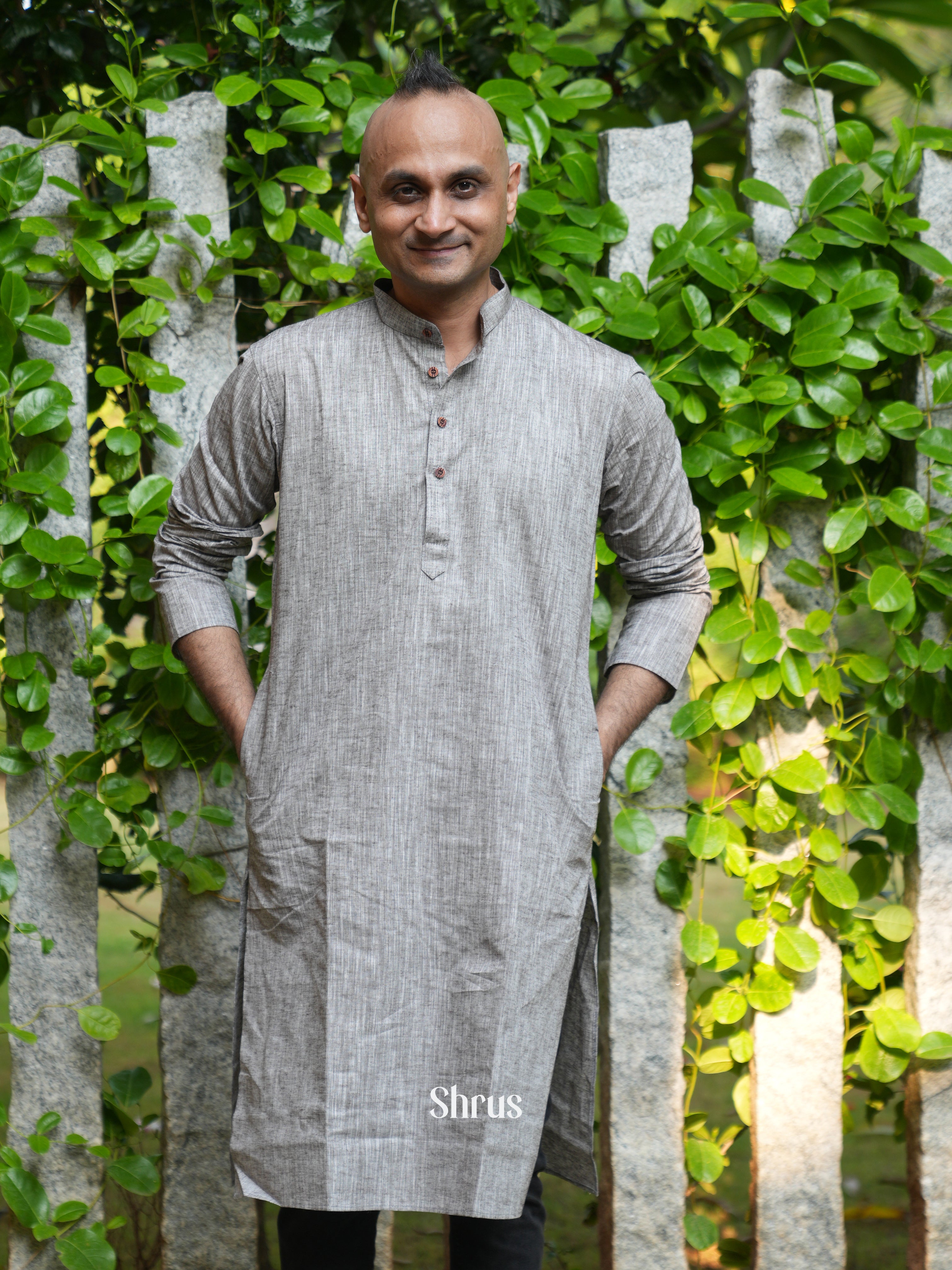 Grey - Readymade Mens Kurta - Shop on ShrusEternity.com