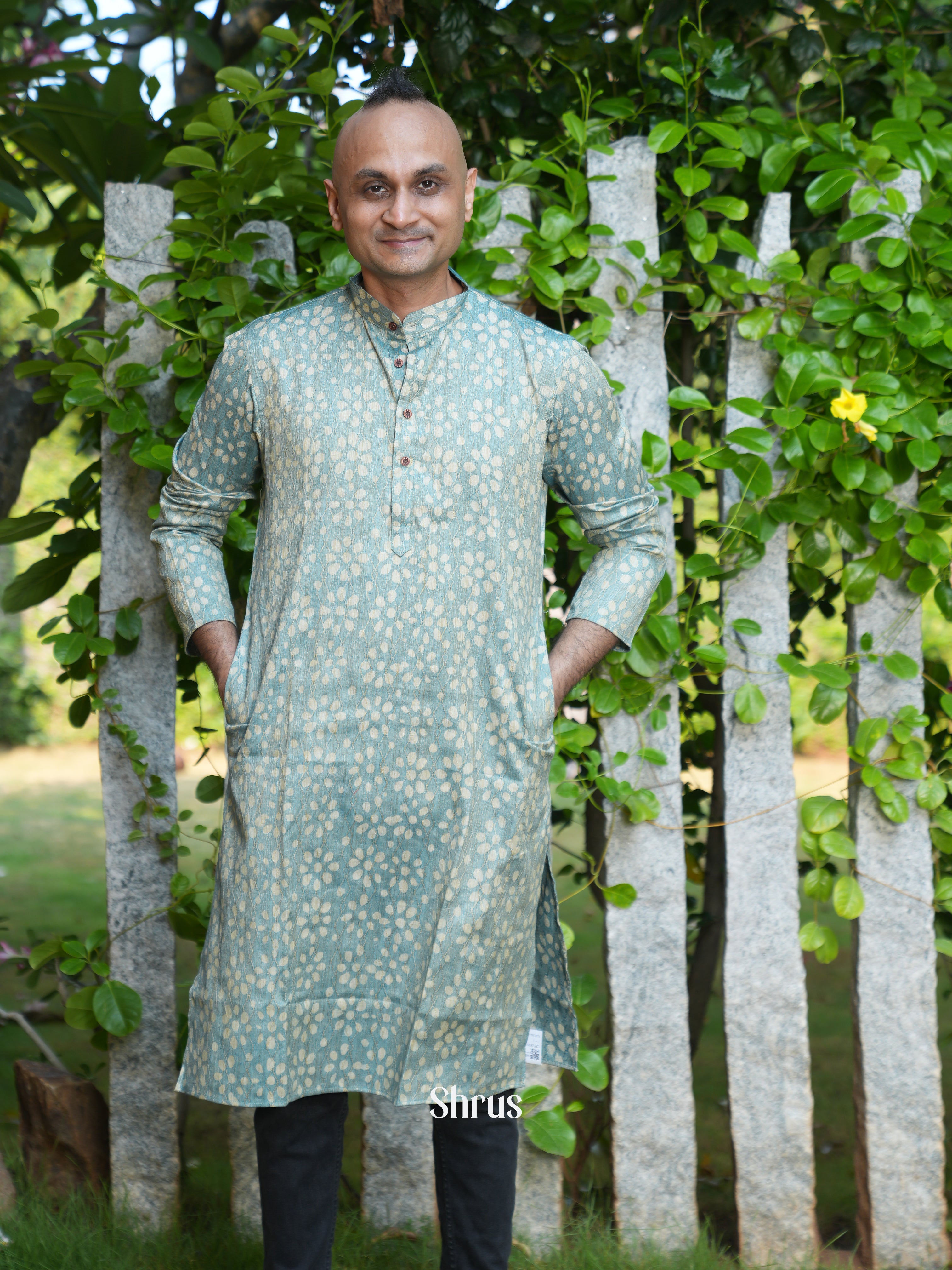 Blue - Readymade Mens Kurta - Shop on ShrusEternity.com