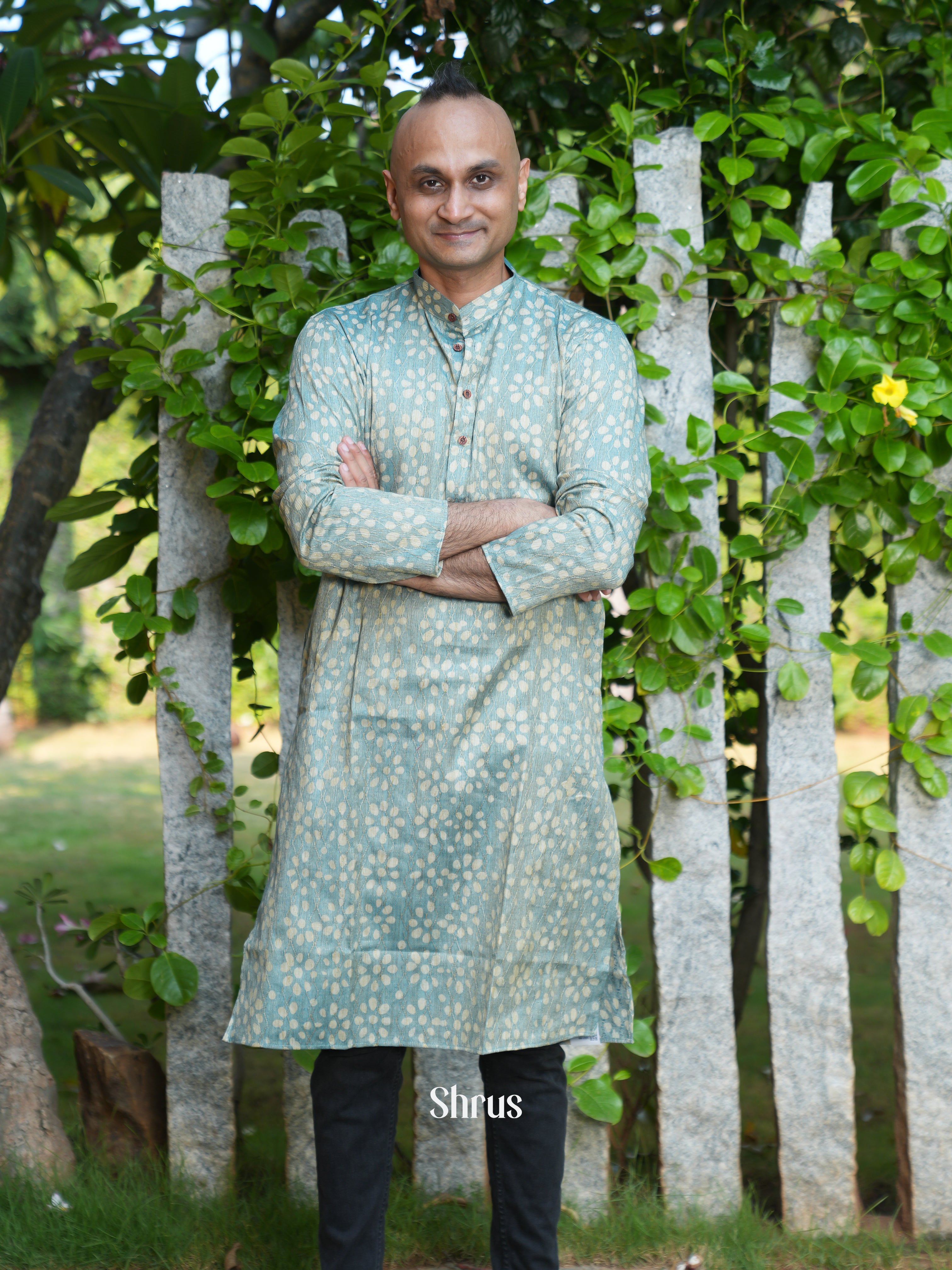 Blue - Readymade Mens Kurta - Shop on ShrusEternity.com