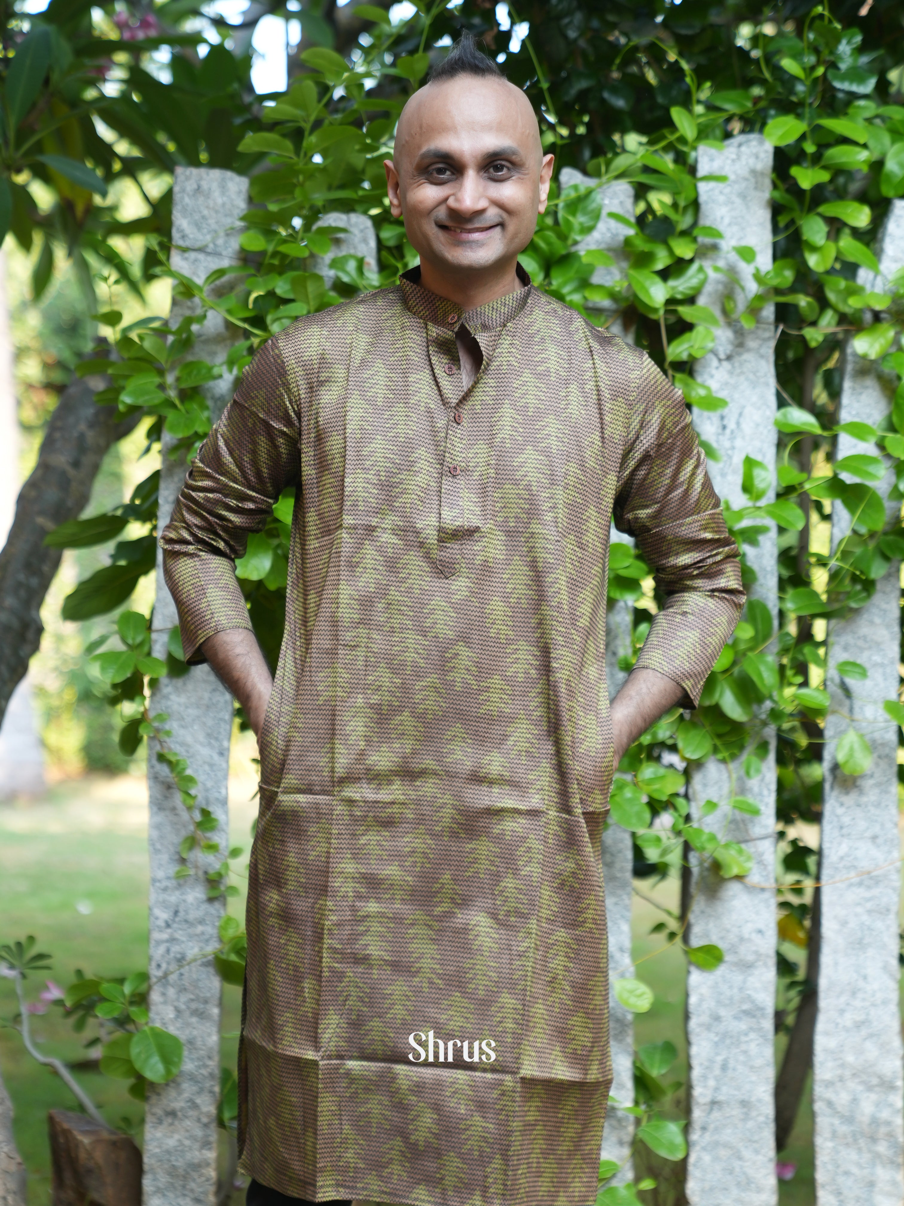 Brown - Readymade Mens Kurta - Shop on ShrusEternity.com