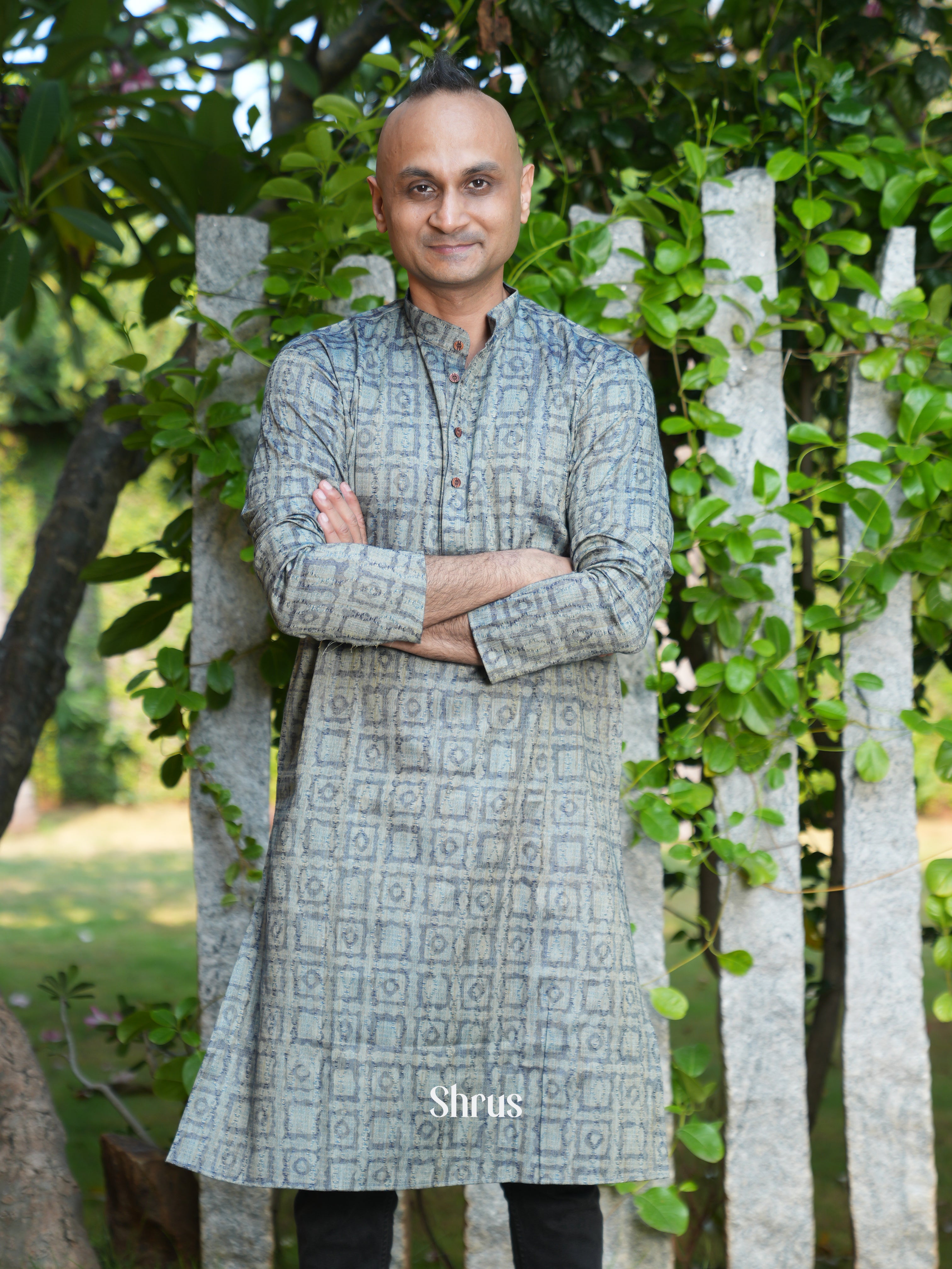 Grey - Readymade Mens Kurta - Shop on ShrusEternity.com