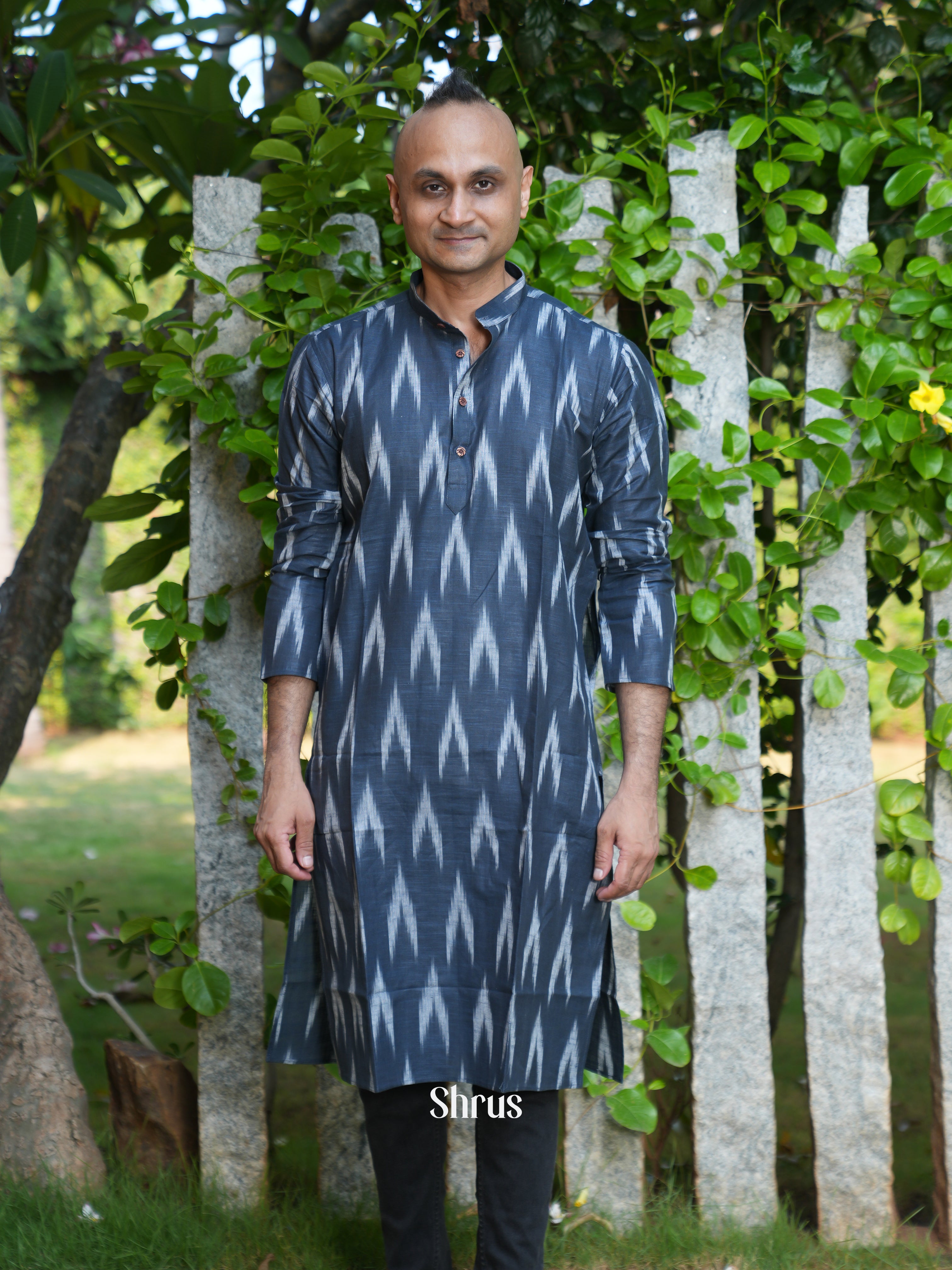 Grey - Readymade Mens Kurta - Shop on ShrusEternity.com
