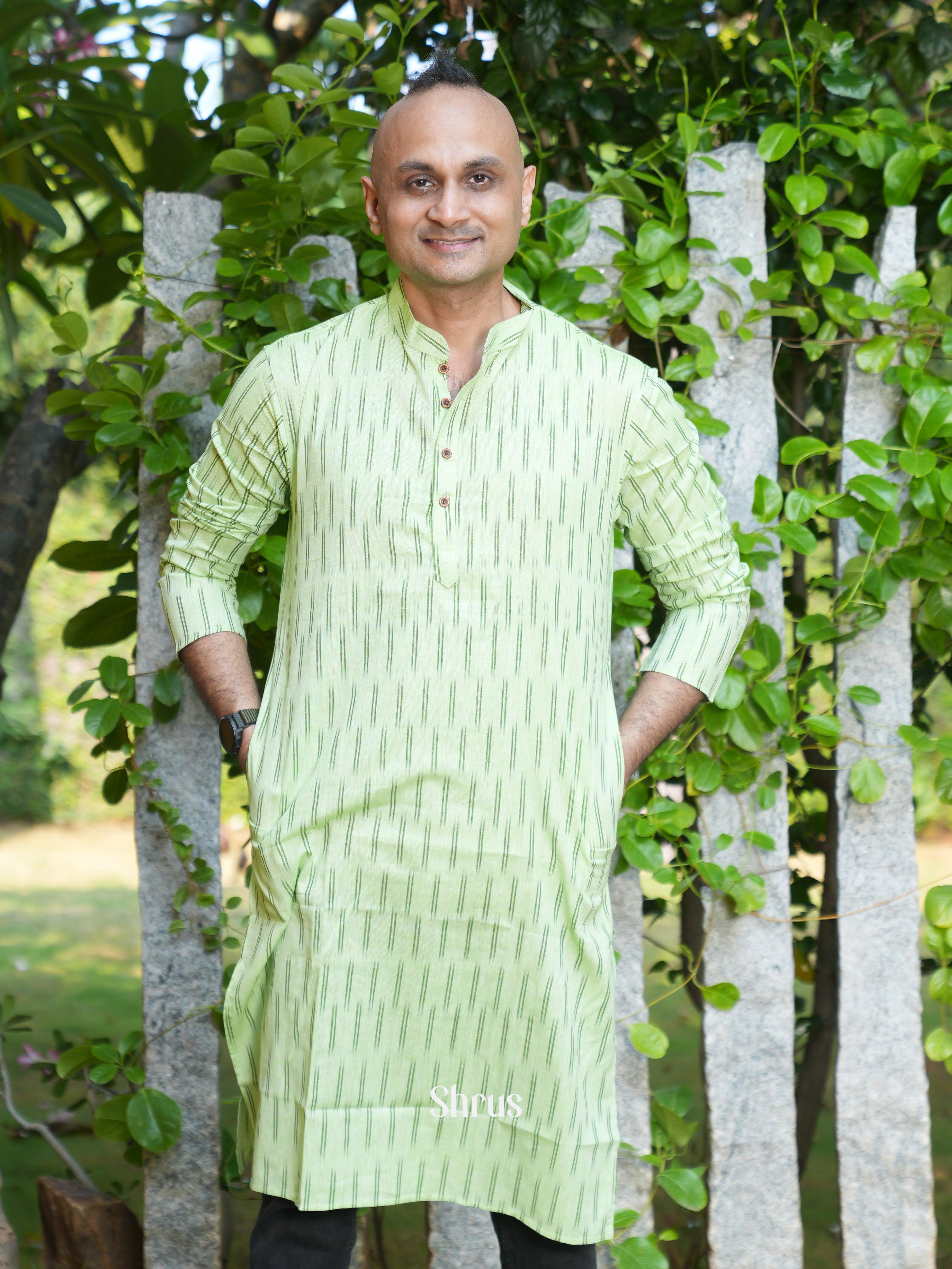 Green - Readymade Mens Kurta - Shop on ShrusEternity.com