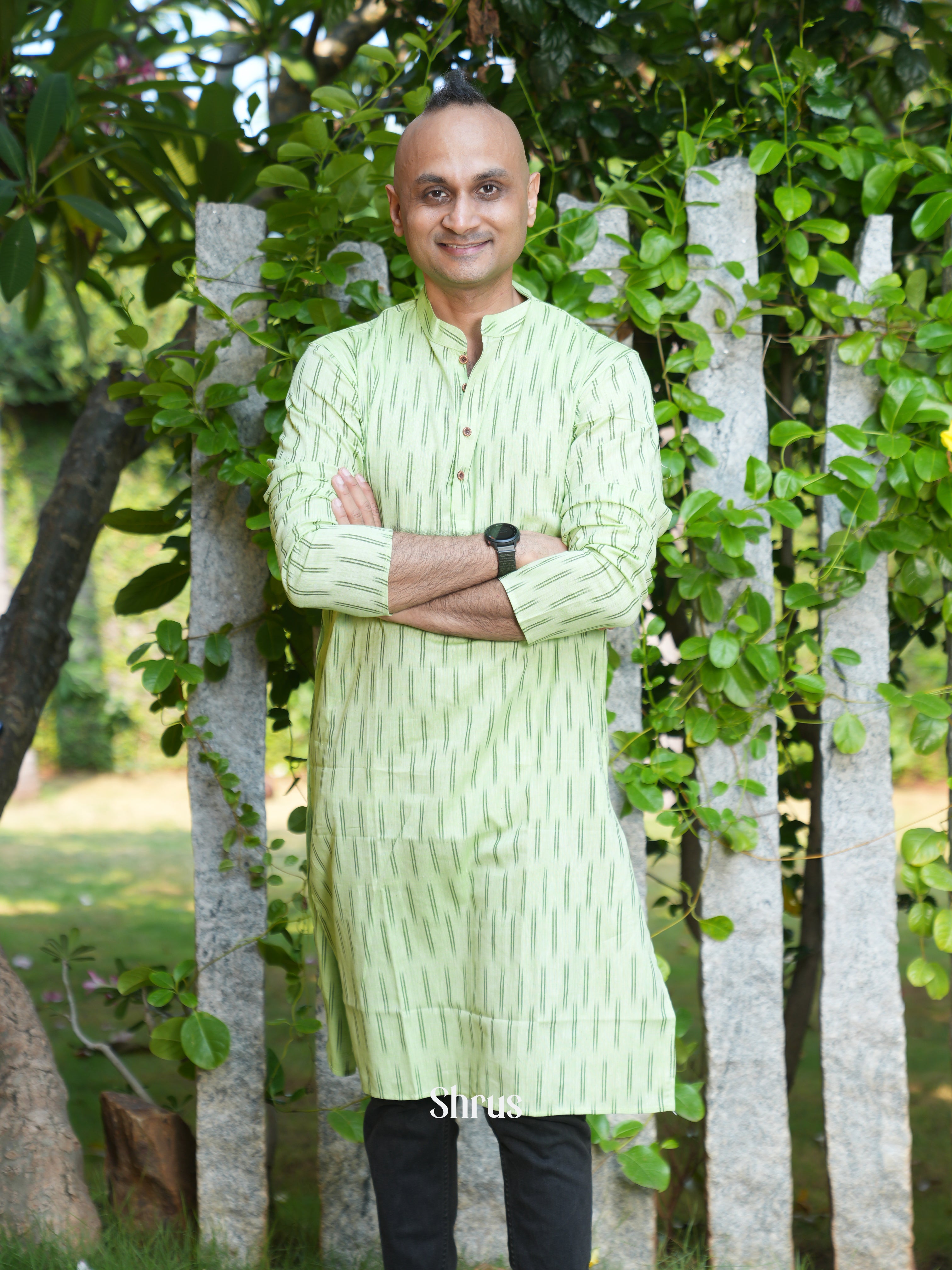 Green - Readymade Mens Kurta - Shop on ShrusEternity.com