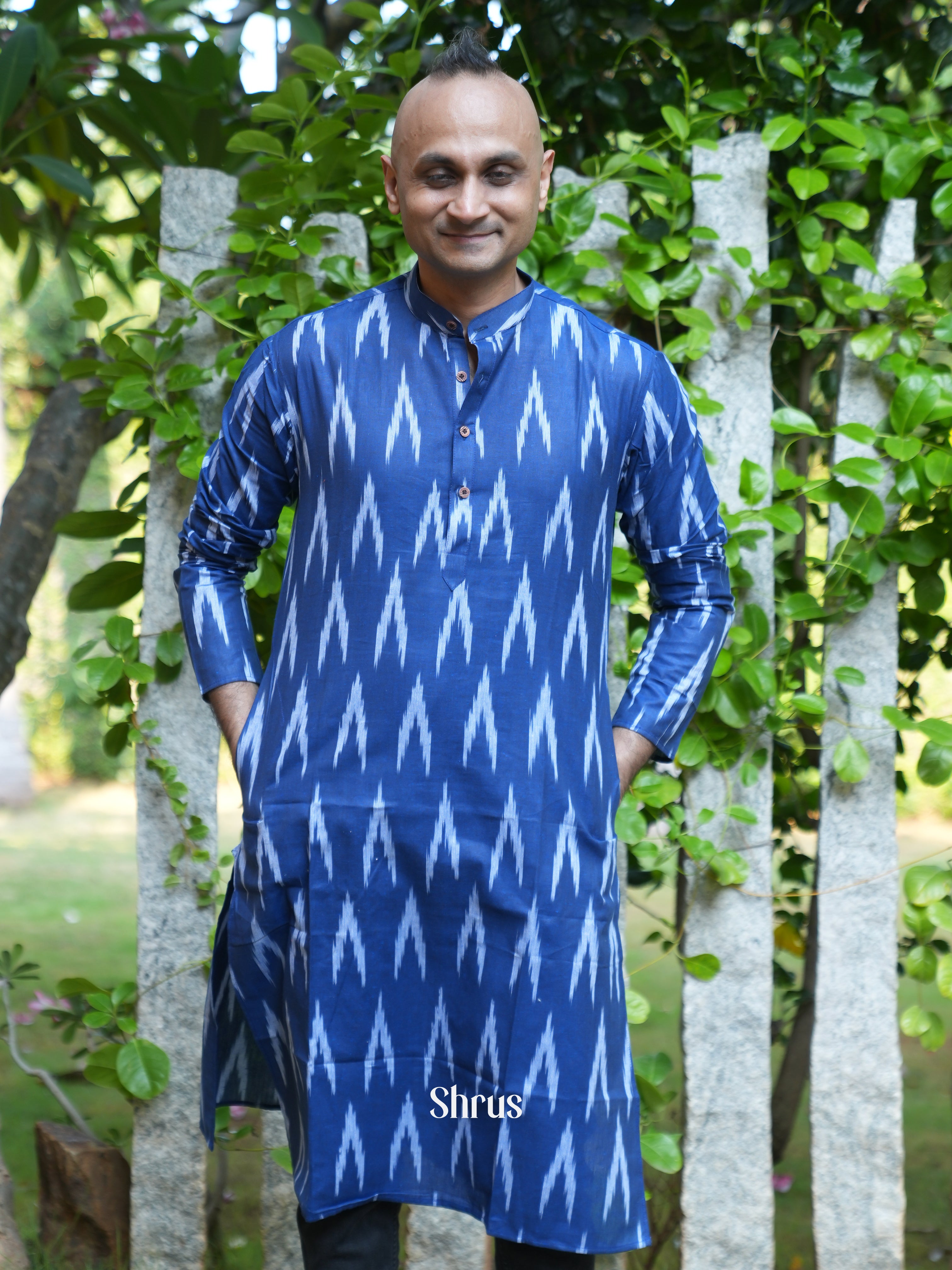 Blue - Readymade Mens Kurta - Shop on ShrusEternity.com