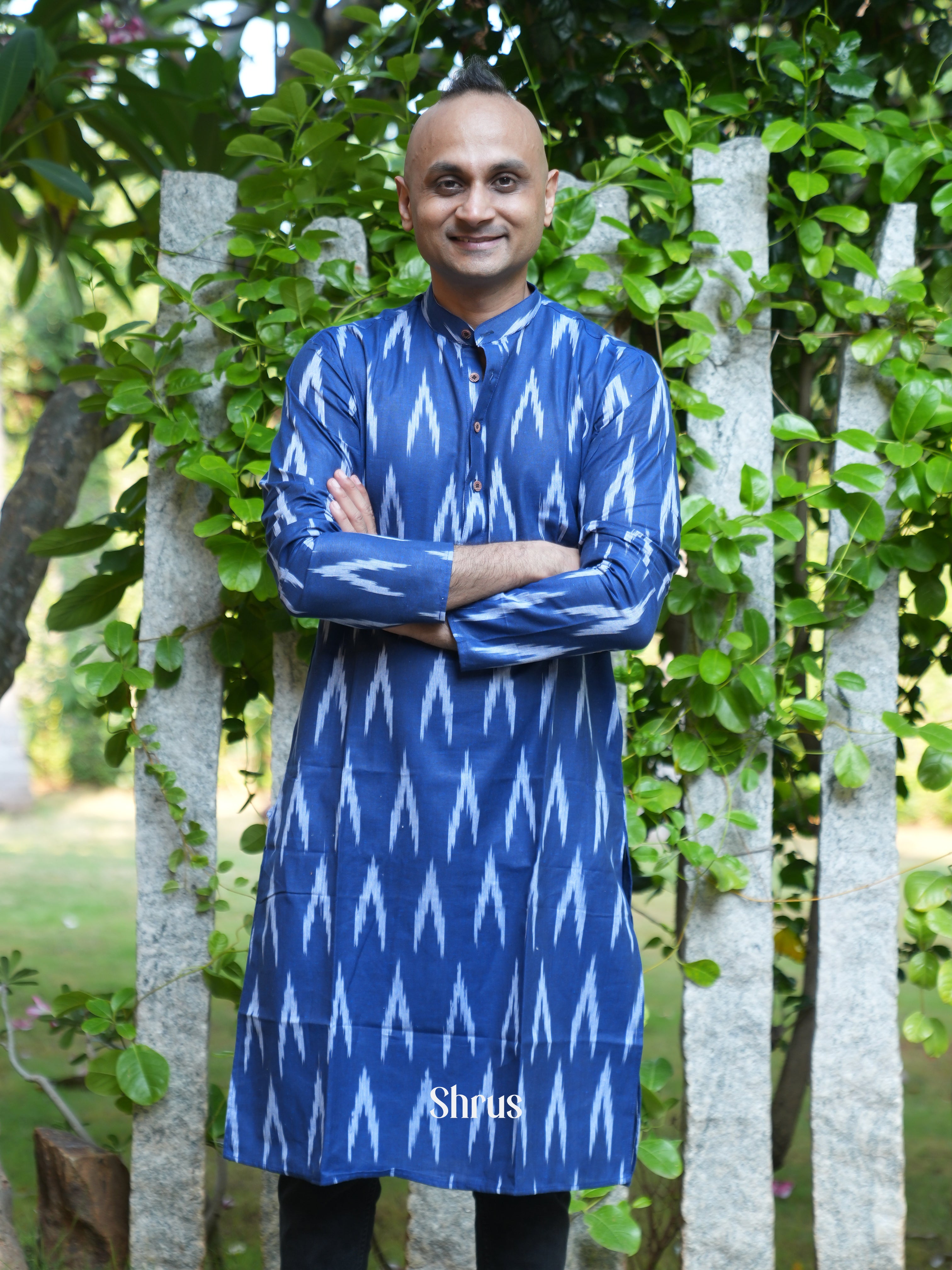 Blue - Readymade Mens Kurta - Shop on ShrusEternity.com