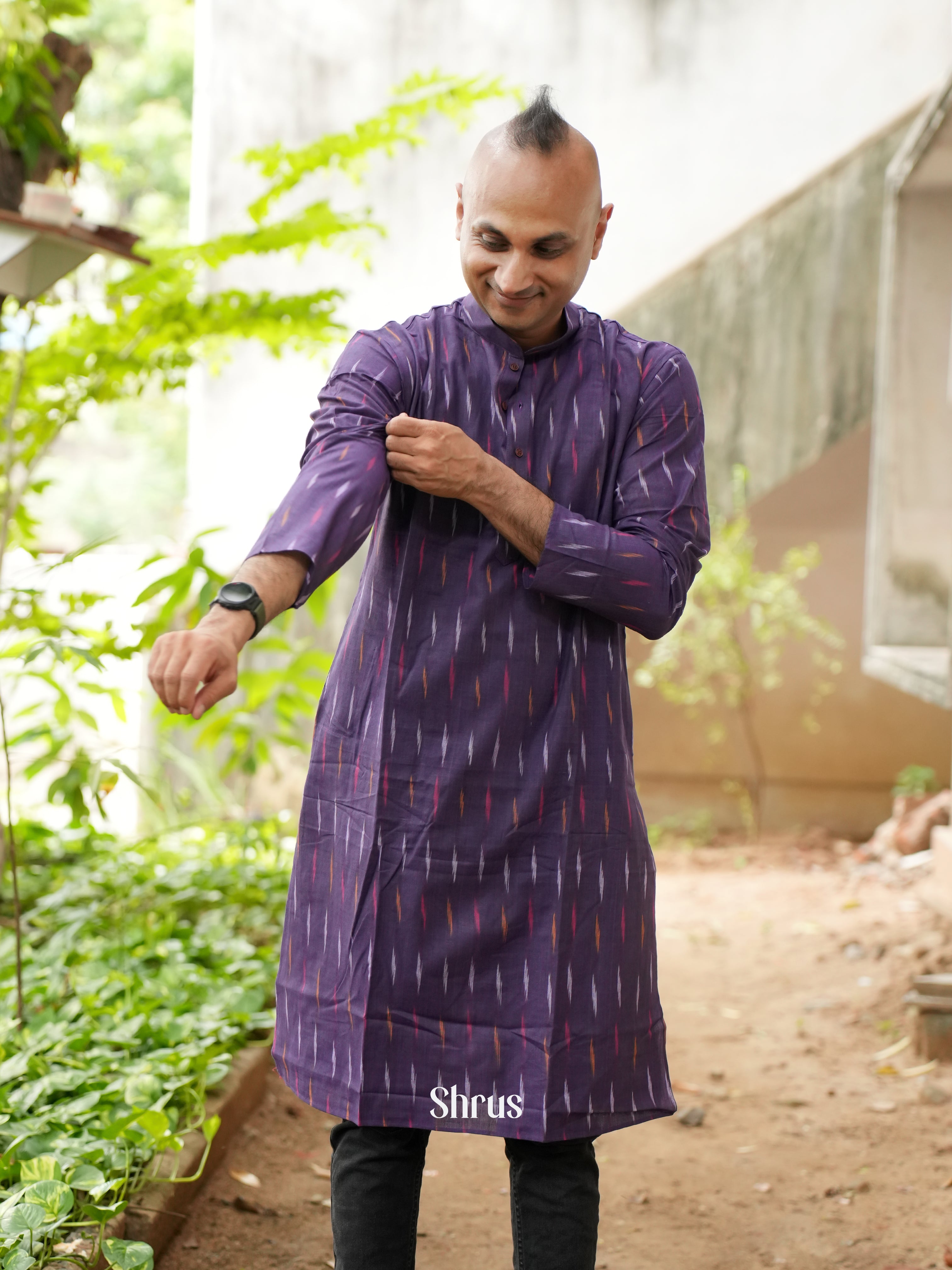 Purple- Readymade Mens Kurta - Shop on ShrusEternity.com