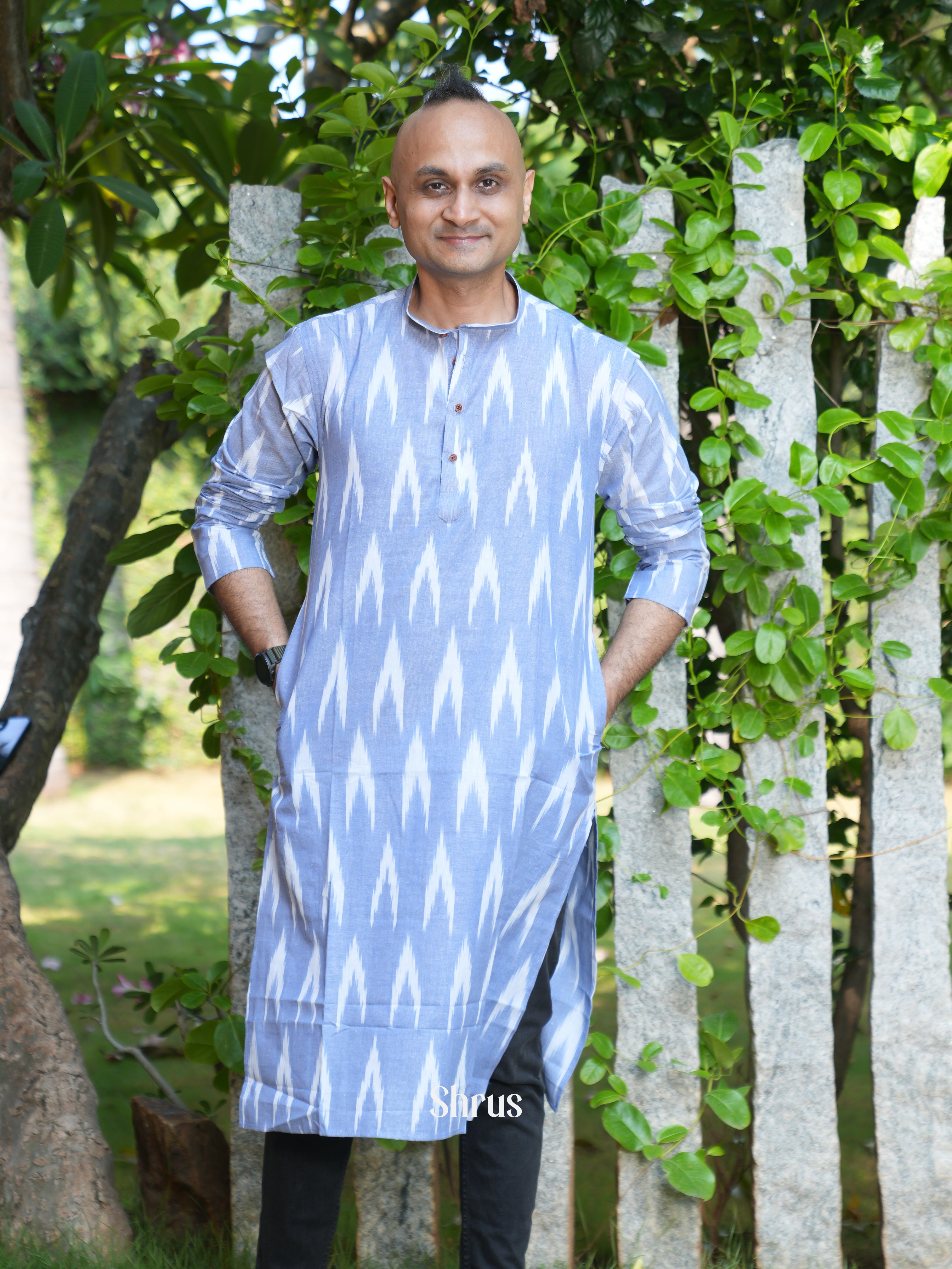 Blue - Readymade Mens Kurta - Shop on ShrusEternity.com