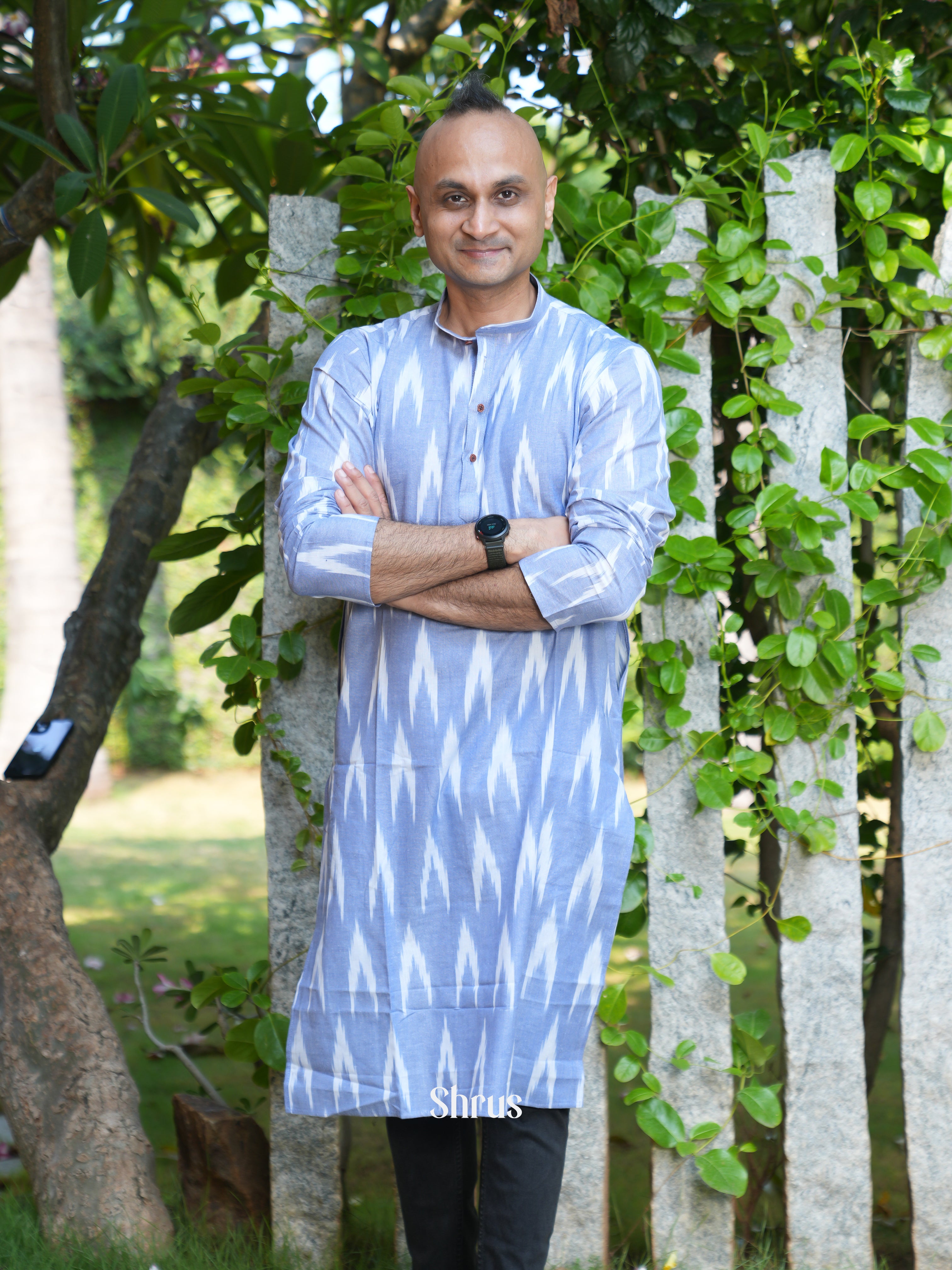 Blue - Readymade Mens Kurta - Shop on ShrusEternity.com