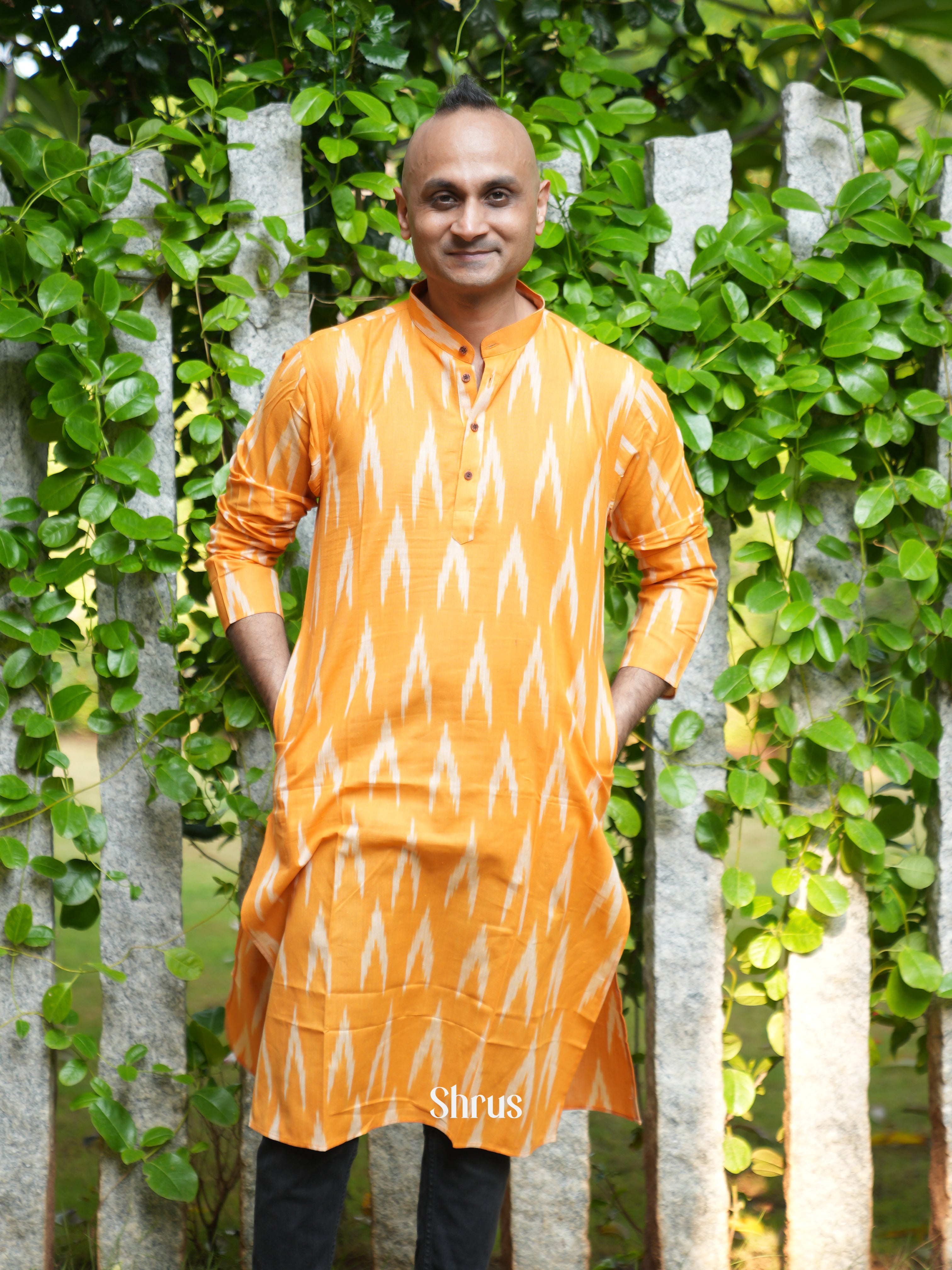 Orange - Readymade Mens Kurta - Shop on ShrusEternity.com