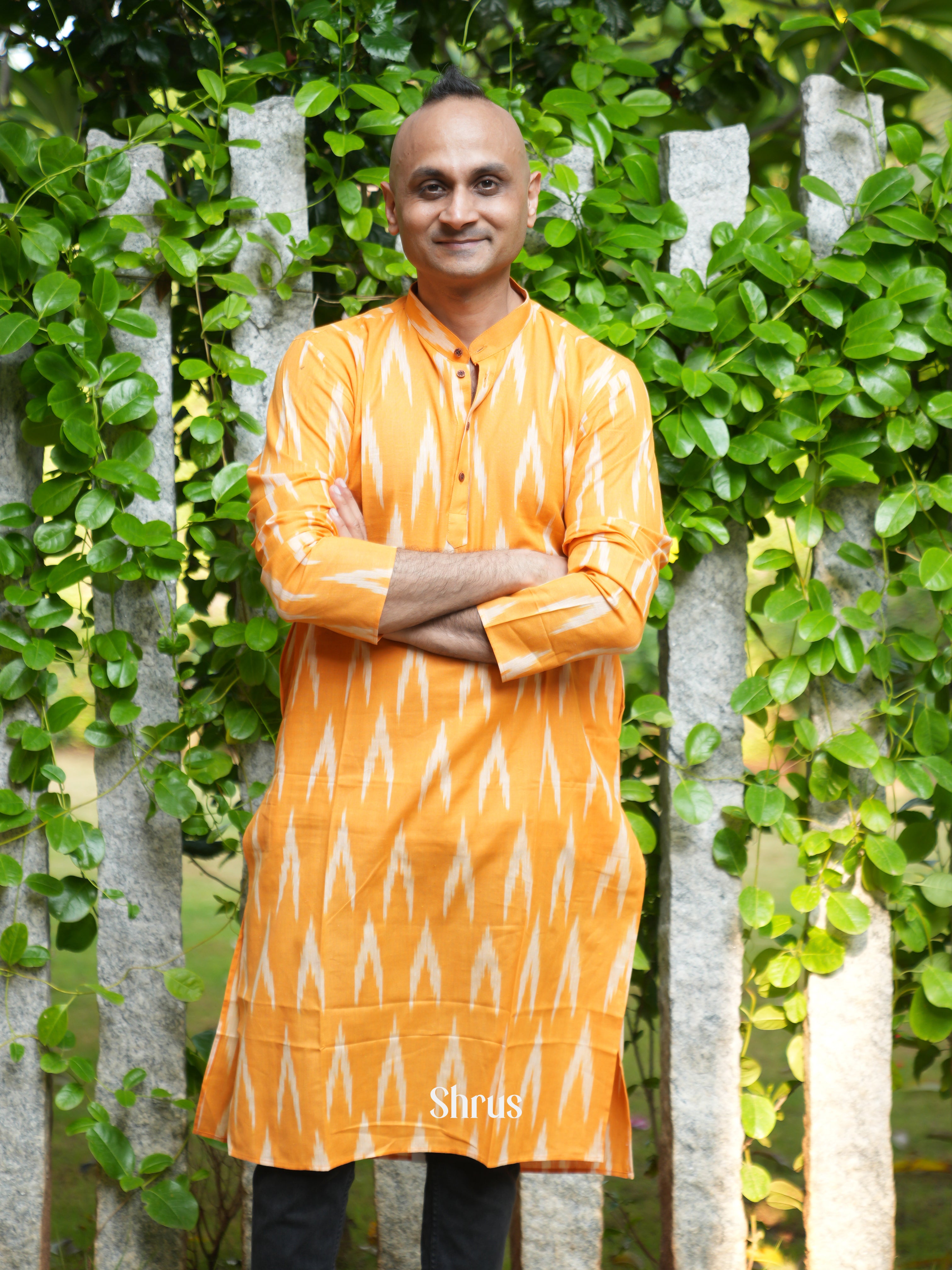 Orange - Readymade Mens Kurta - Shop on ShrusEternity.com