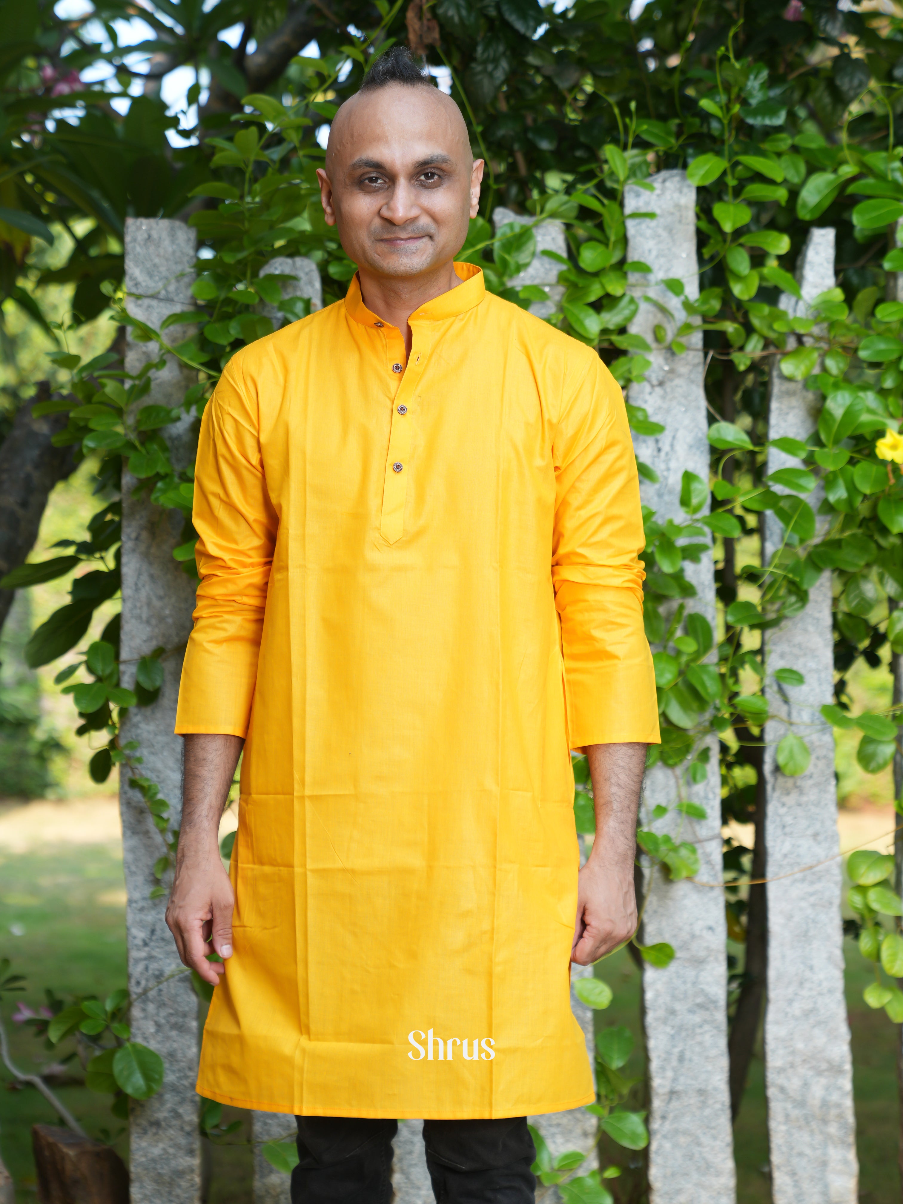 Yellow - Readymade Mens Kurta - Shop on ShrusEternity.com