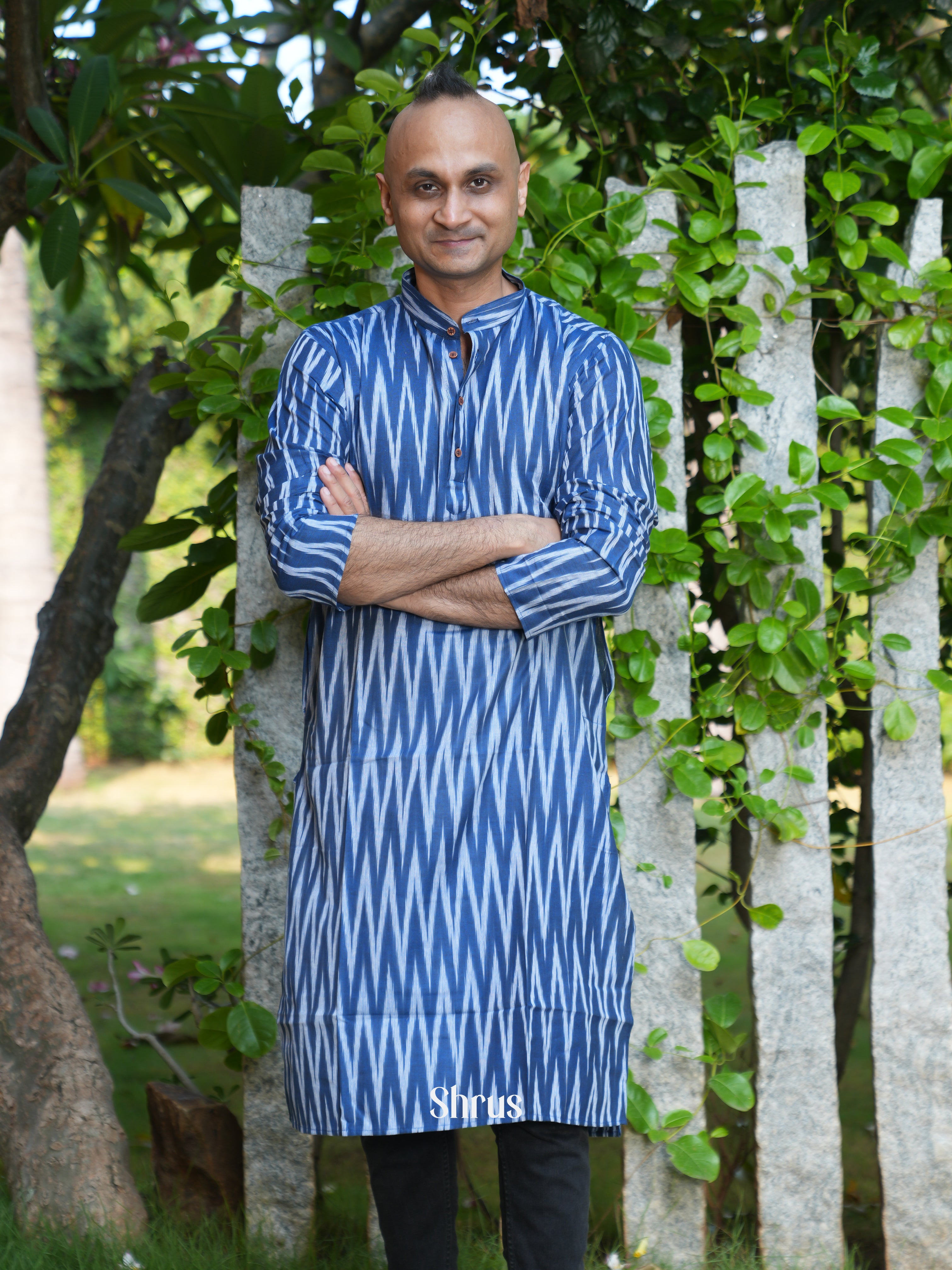 Blue - Readymade Mens Kurta - Shop on ShrusEternity.com
