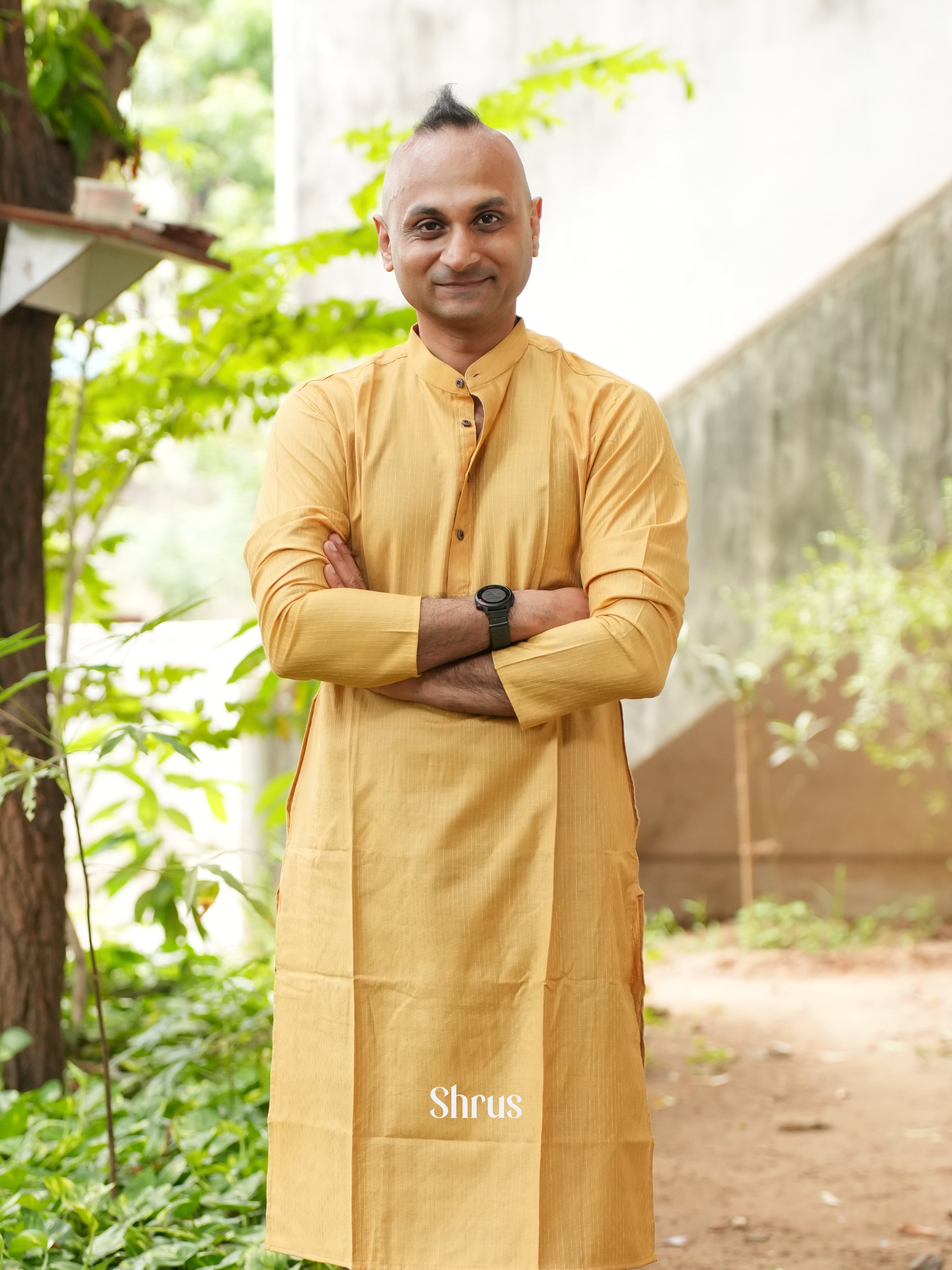 Mustard- Readymade Mens Kurta - Shop on ShrusEternity.com