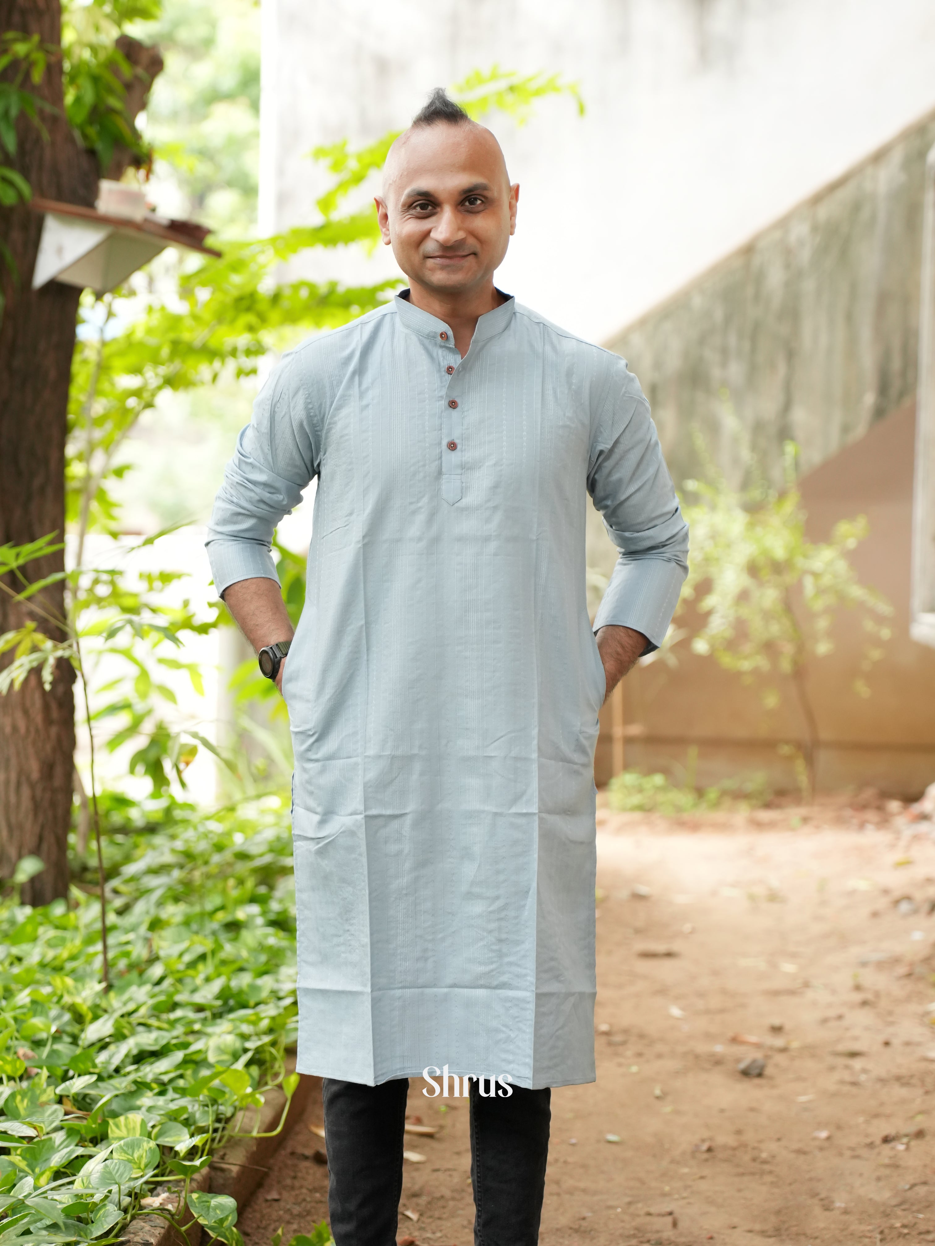 Blue - Readymade Mens Kurta - Shop on ShrusEternity.com