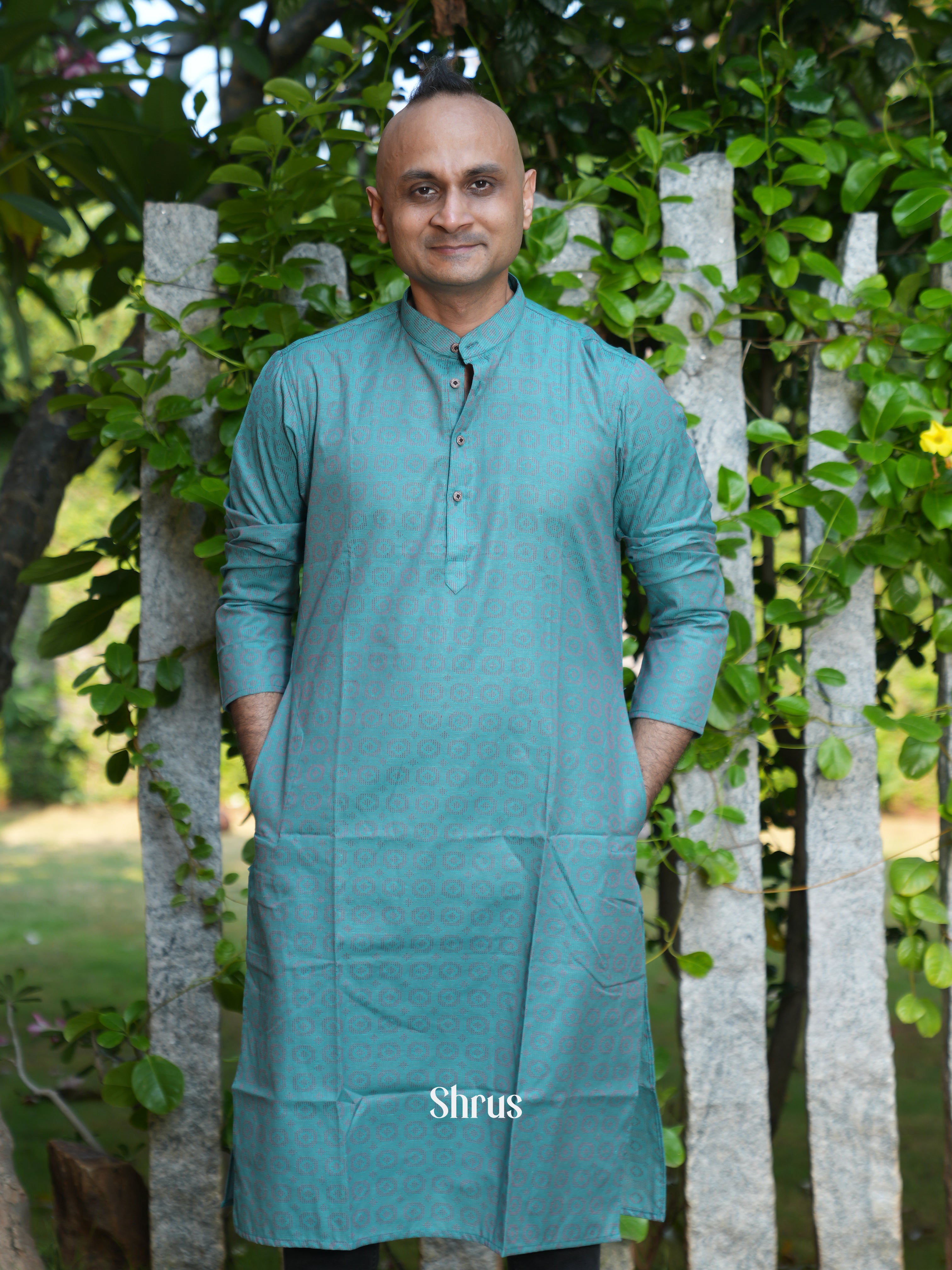 Blue - Readymade Mens Kurta - Shop on ShrusEternity.com