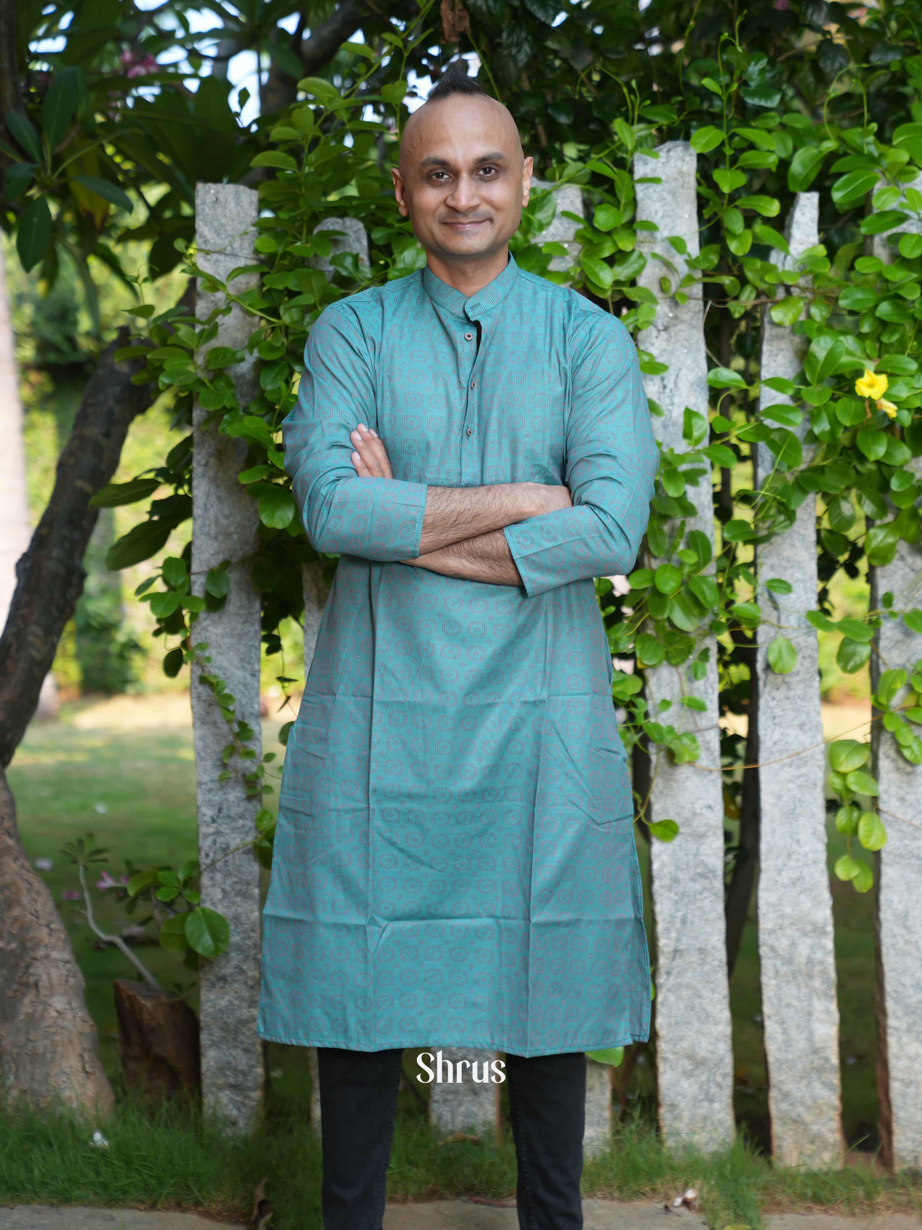 Blue - Readymade Mens Kurta - Shop on ShrusEternity.com