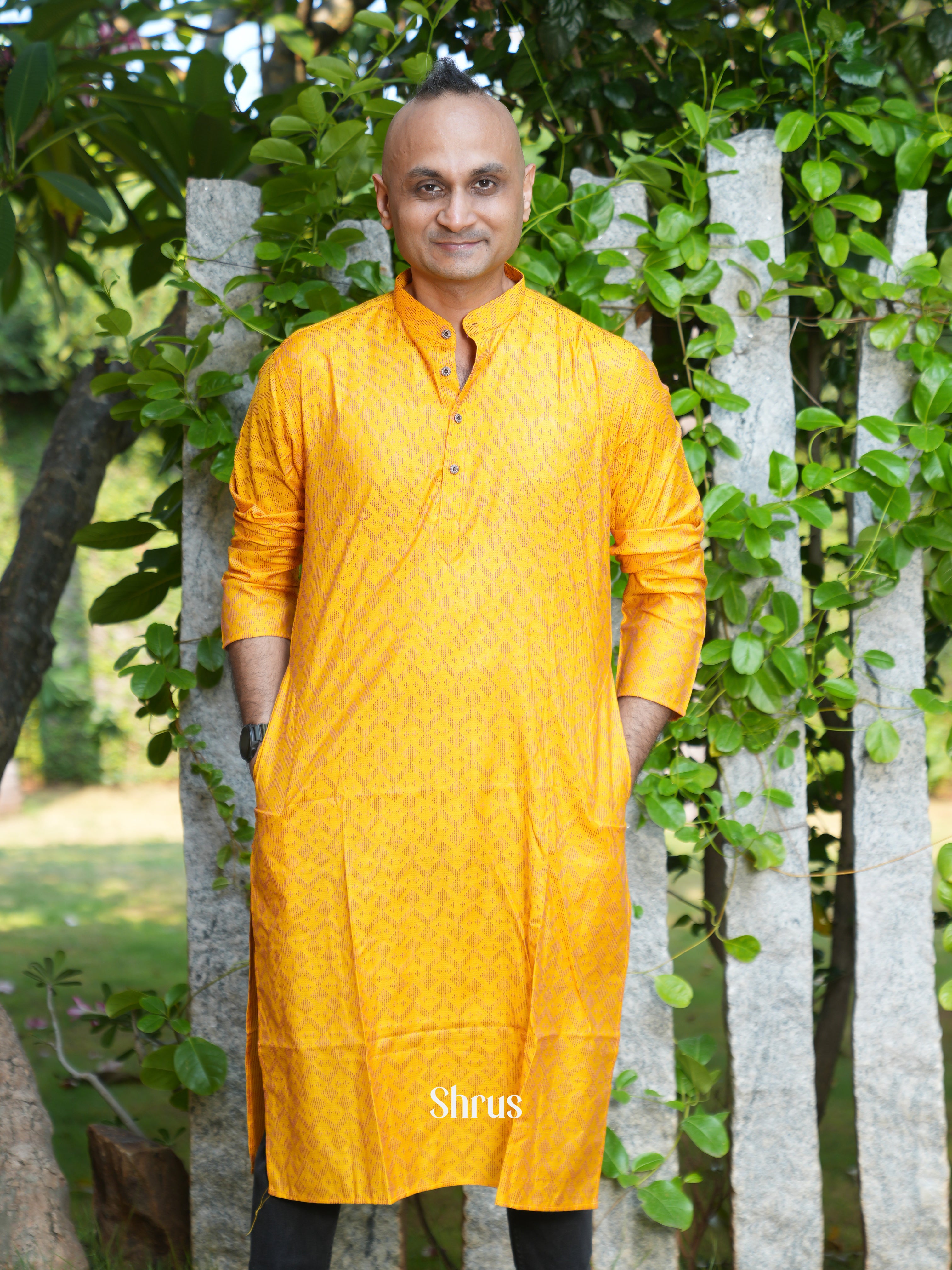 Yellow - Readymade Mens Kurta - Shop on ShrusEternity.com